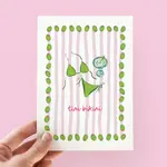 Tini Bikini Martini Summer Beach Coastal Greeting Card
