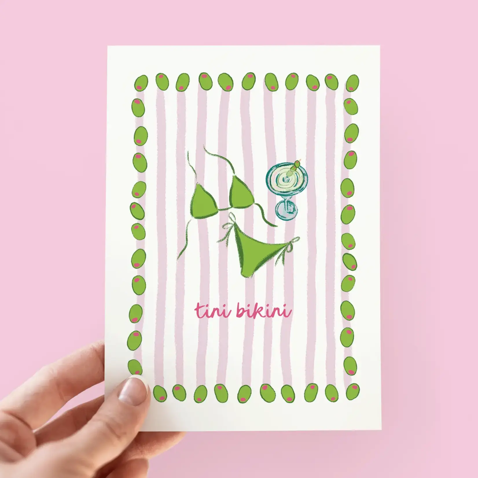 Tini Bikini Martini Summer Beach Coastal Greeting Card
