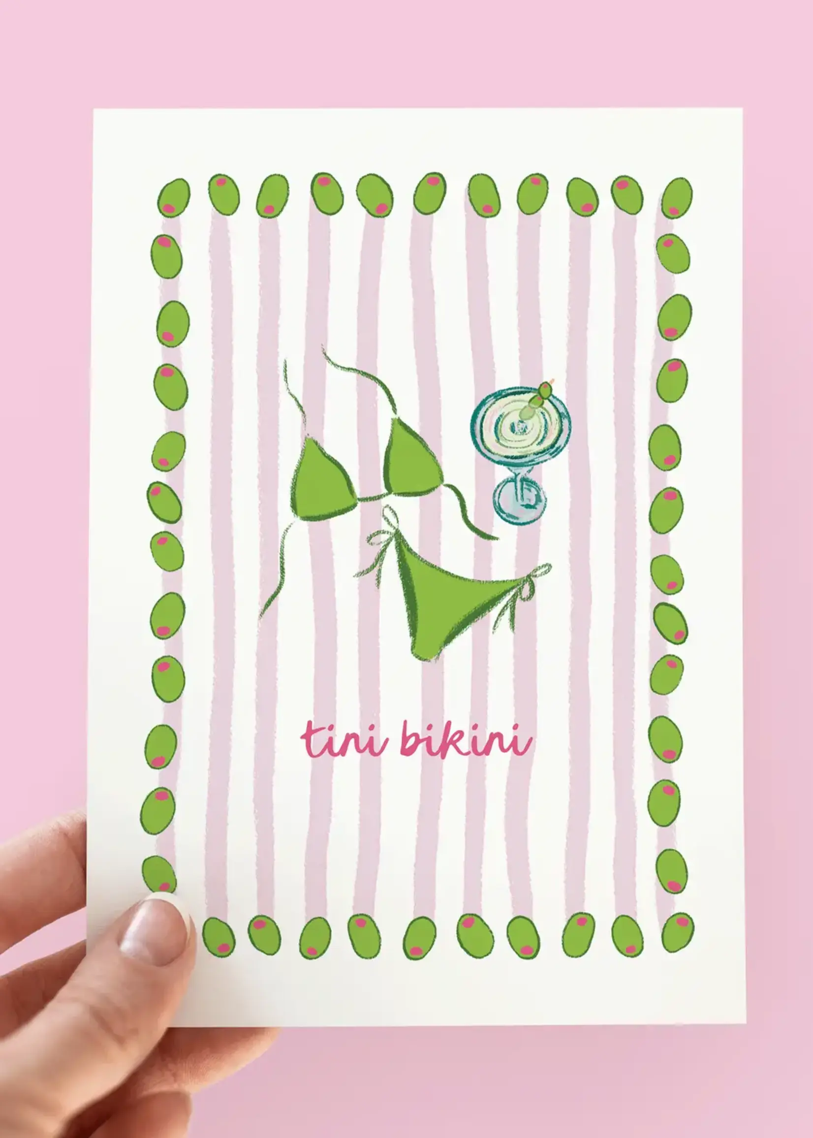 Tini Bikini Martini Summer Beach Coastal Greeting Card