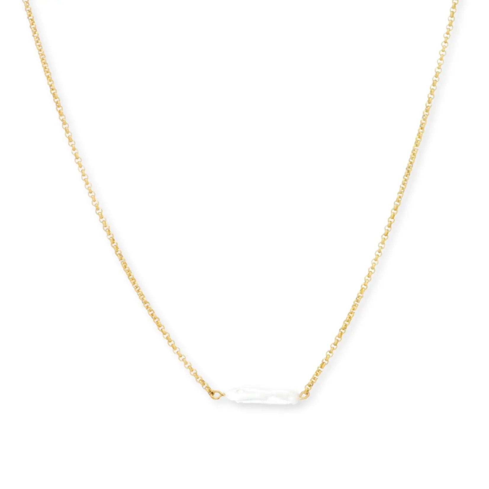 Salty Cali Halo Pearl Bar Necklace | Gold