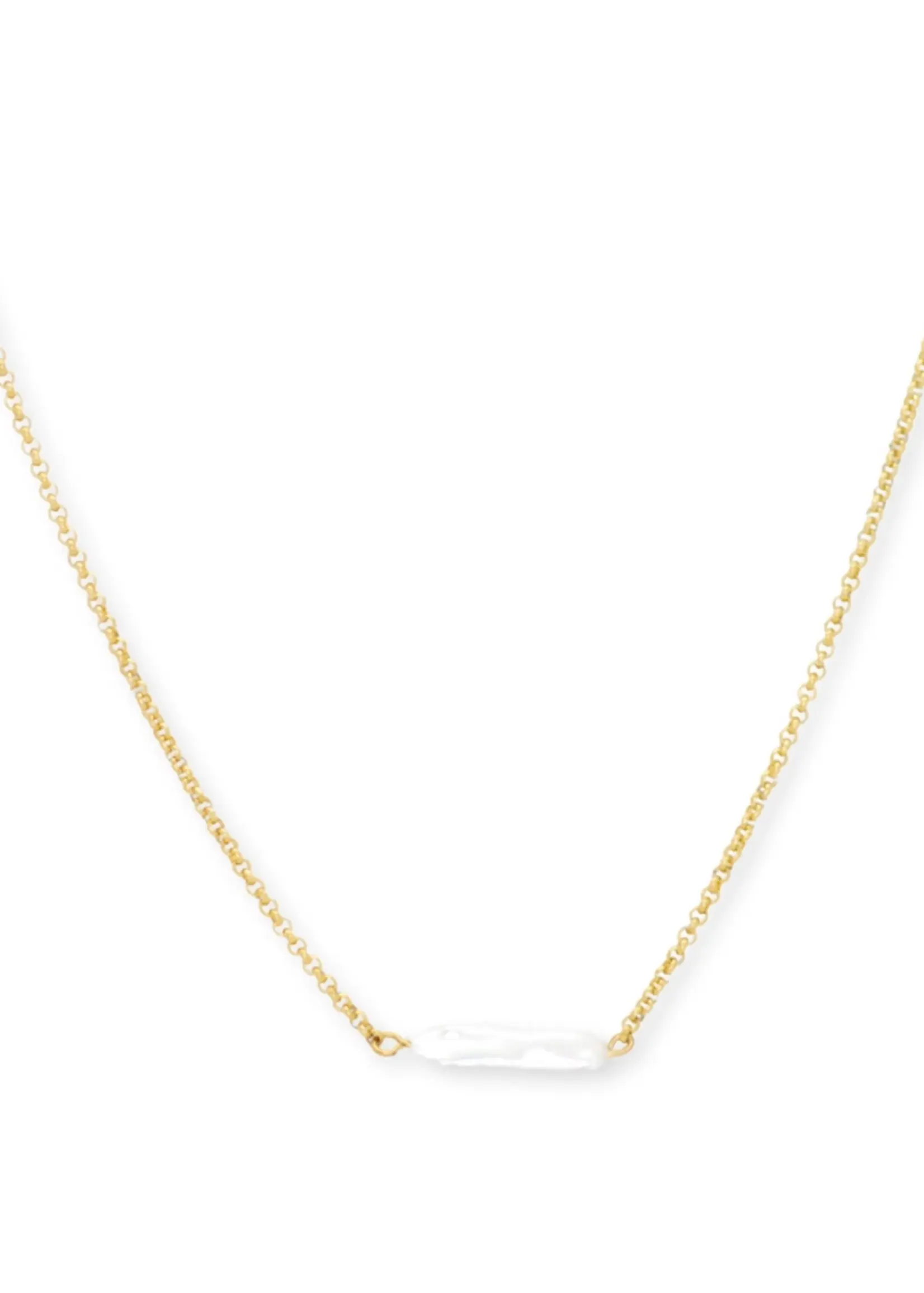 Salty Cali Halo Pearl Bar Necklace | Gold