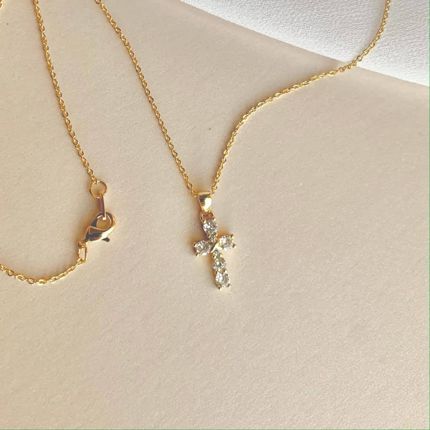 Crystal Cross Necklace | Gold | Diamond Cross Necklace