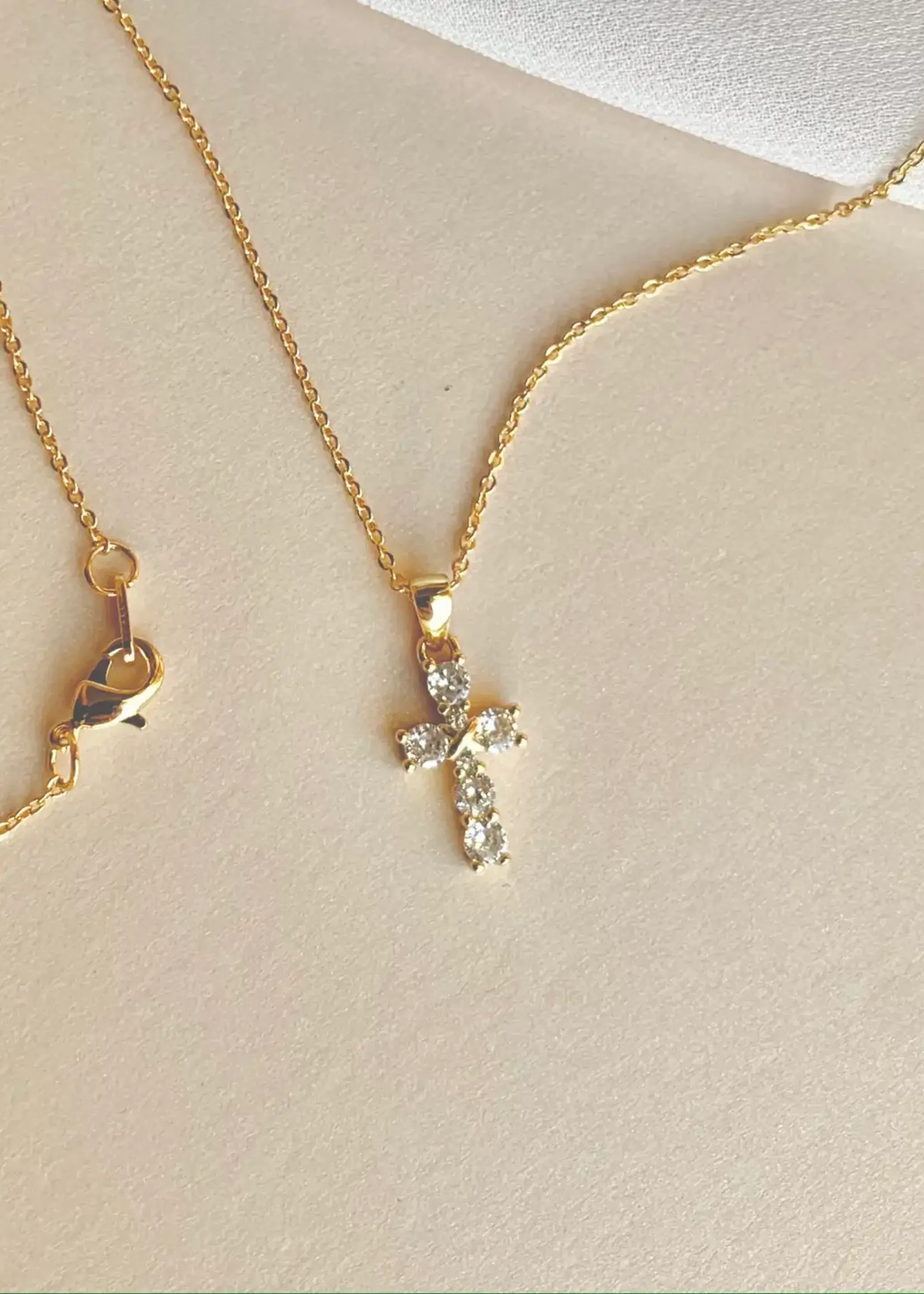 Crystal Cross Necklace | Gold | Diamond Cross Necklace