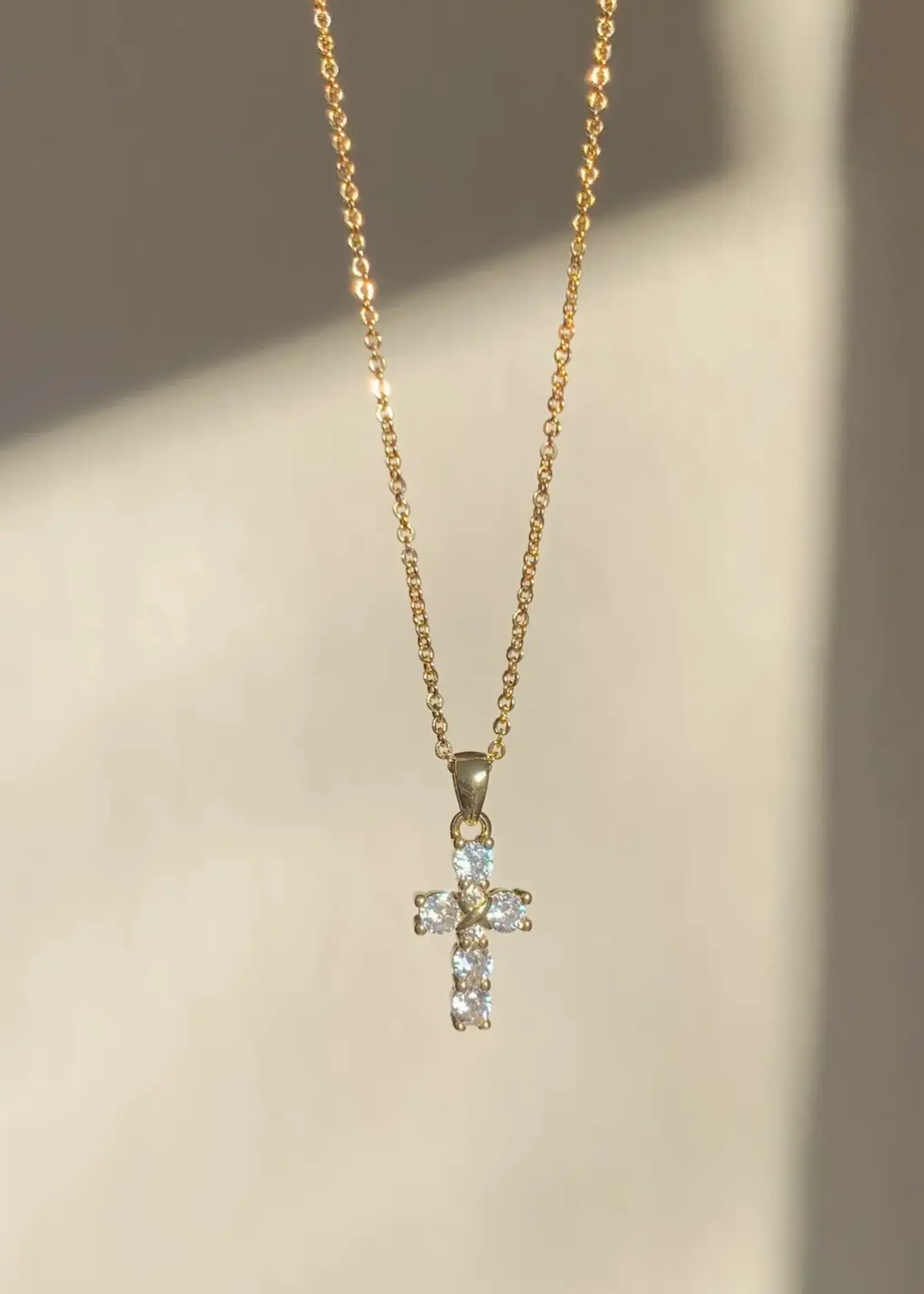 Crystal Cross Necklace | Gold | Diamond Cross Necklace