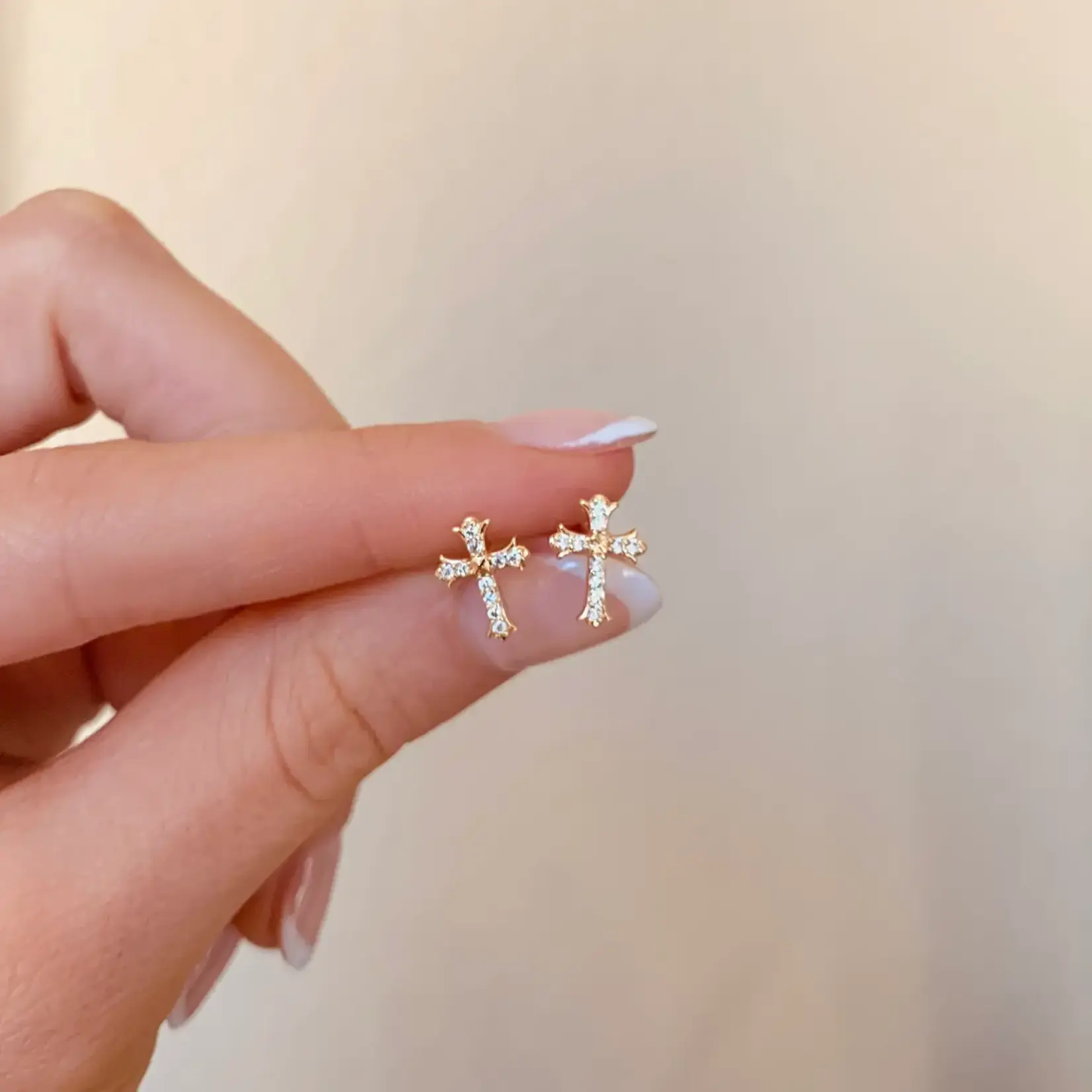 Cross Studs | 18k Gold | Dainty Stud Post Earrings