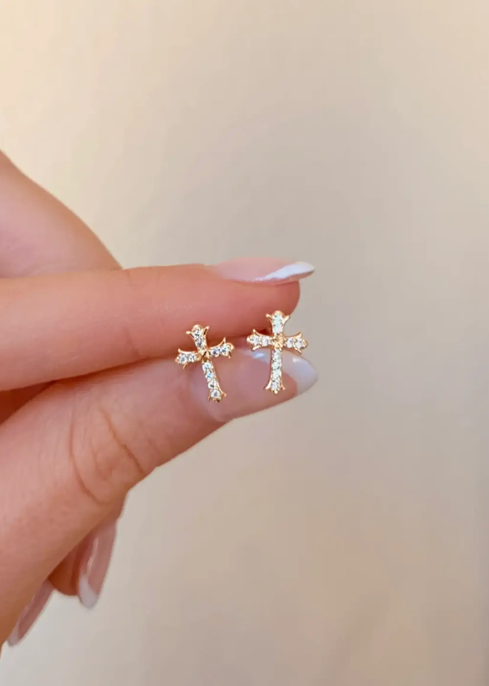 Cross Studs | 18k Gold | Dainty Stud Post Earrings