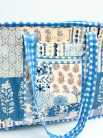 Large Quilted Zipper Tote Bag | Bleu Chapelle