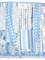 Bleu Chapelle | Large Quilted Ruffle Tote Bag