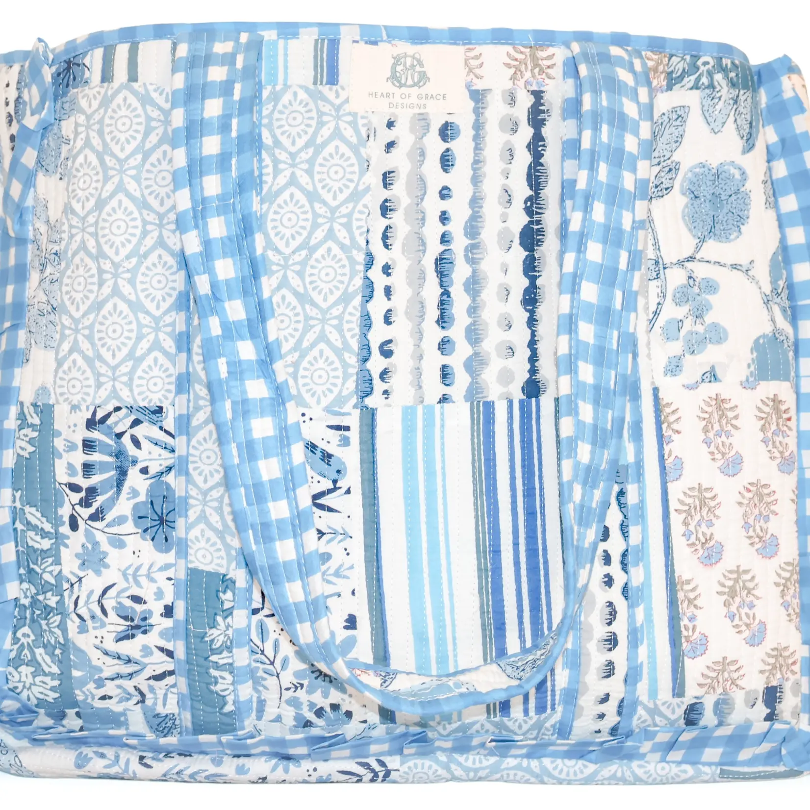 Bleu Chapelle | Large Quilted Ruffle Tote Bag