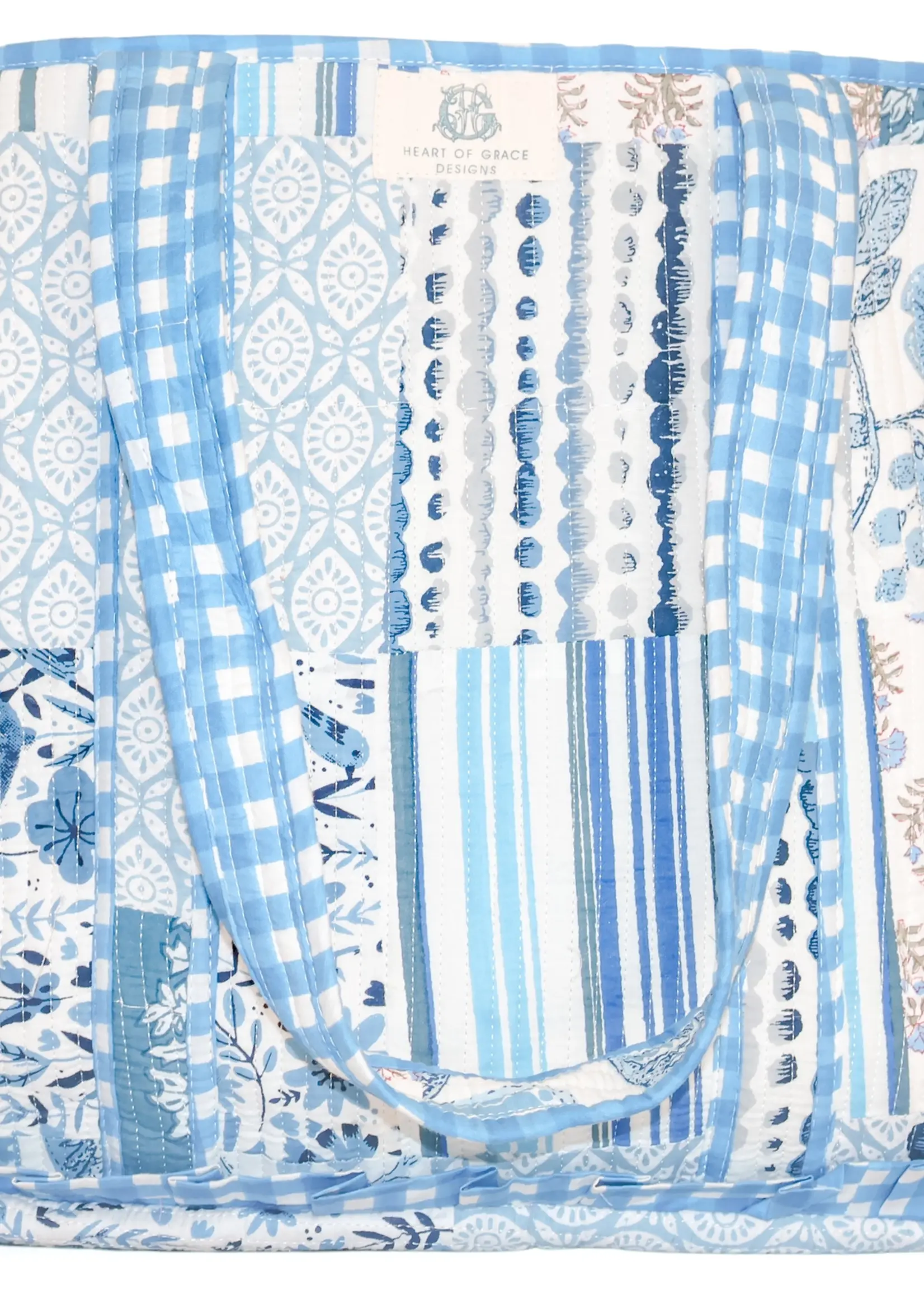 Bleu Chapelle | Large Quilted Ruffle Tote Bag