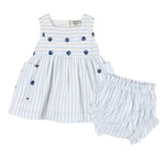 Seashells Embroidered Striped Baby Dress + Bloomer (Organic)