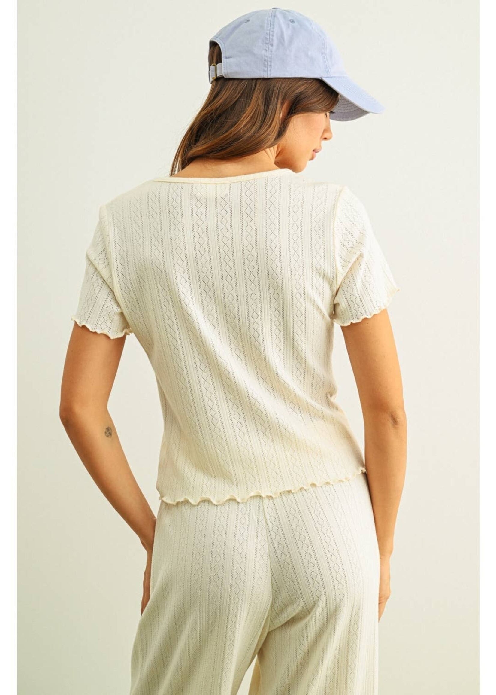 Pointelle Short Sleeve Top