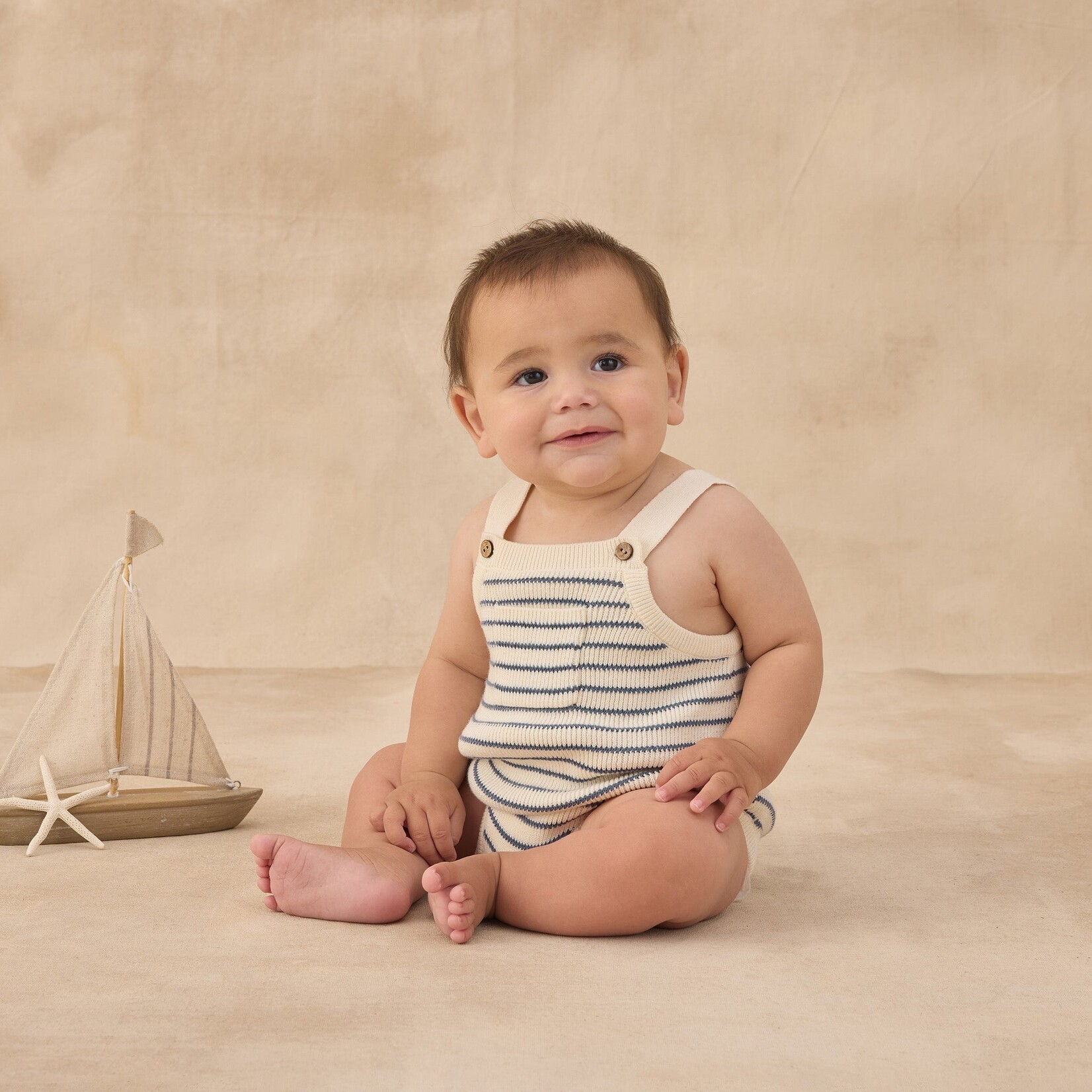 Rylee + Cru LLC ASHTON KNIT ROMPER MARINE STRIPE