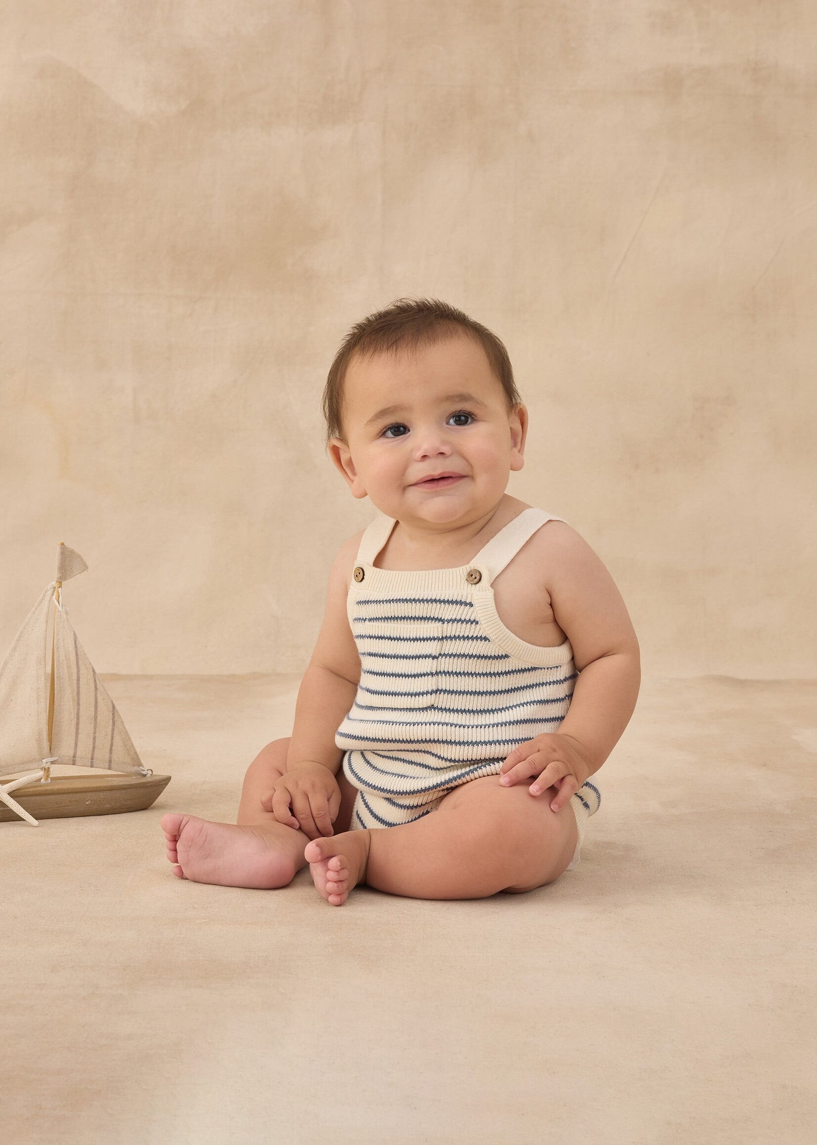 Rylee + Cru LLC ASHTON KNIT ROMPER MARINE STRIPE