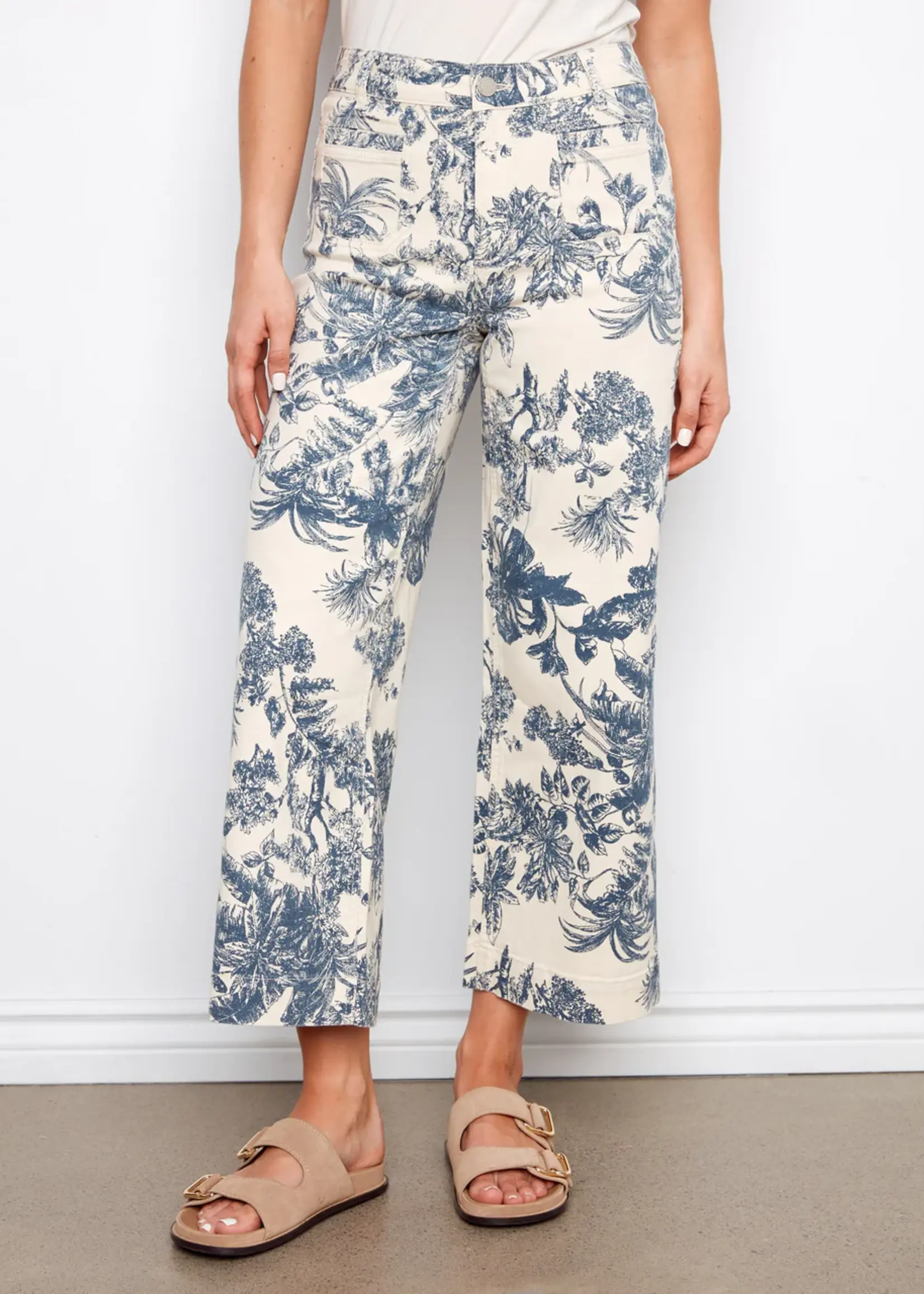 Charlie B Printed Cropped Patch Pocket Flare