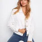 Charlie B Linen Jacket With Frayed Hem