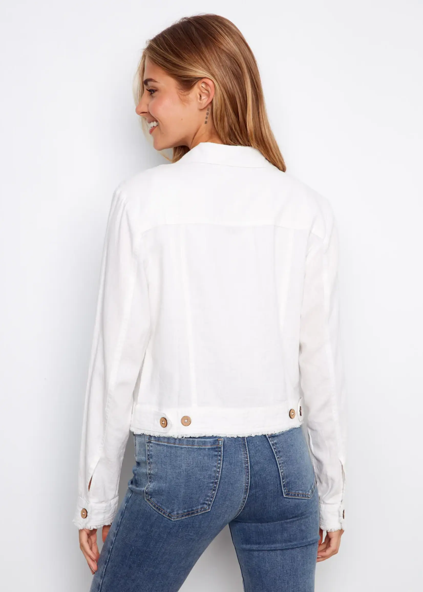 Charlie B Linen Jacket With Frayed Hem