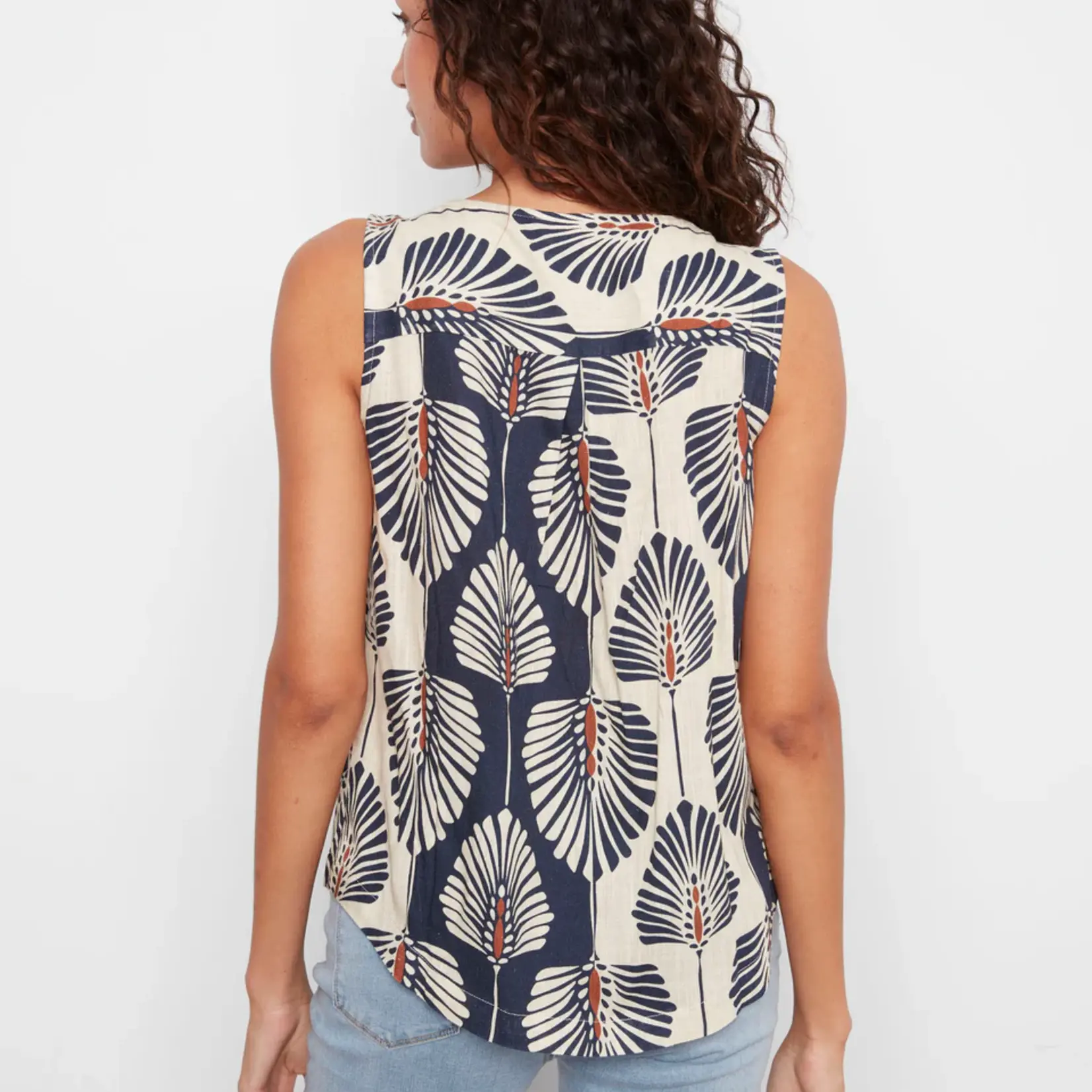 Charlie B Printed Sleeveless Linen Blouse