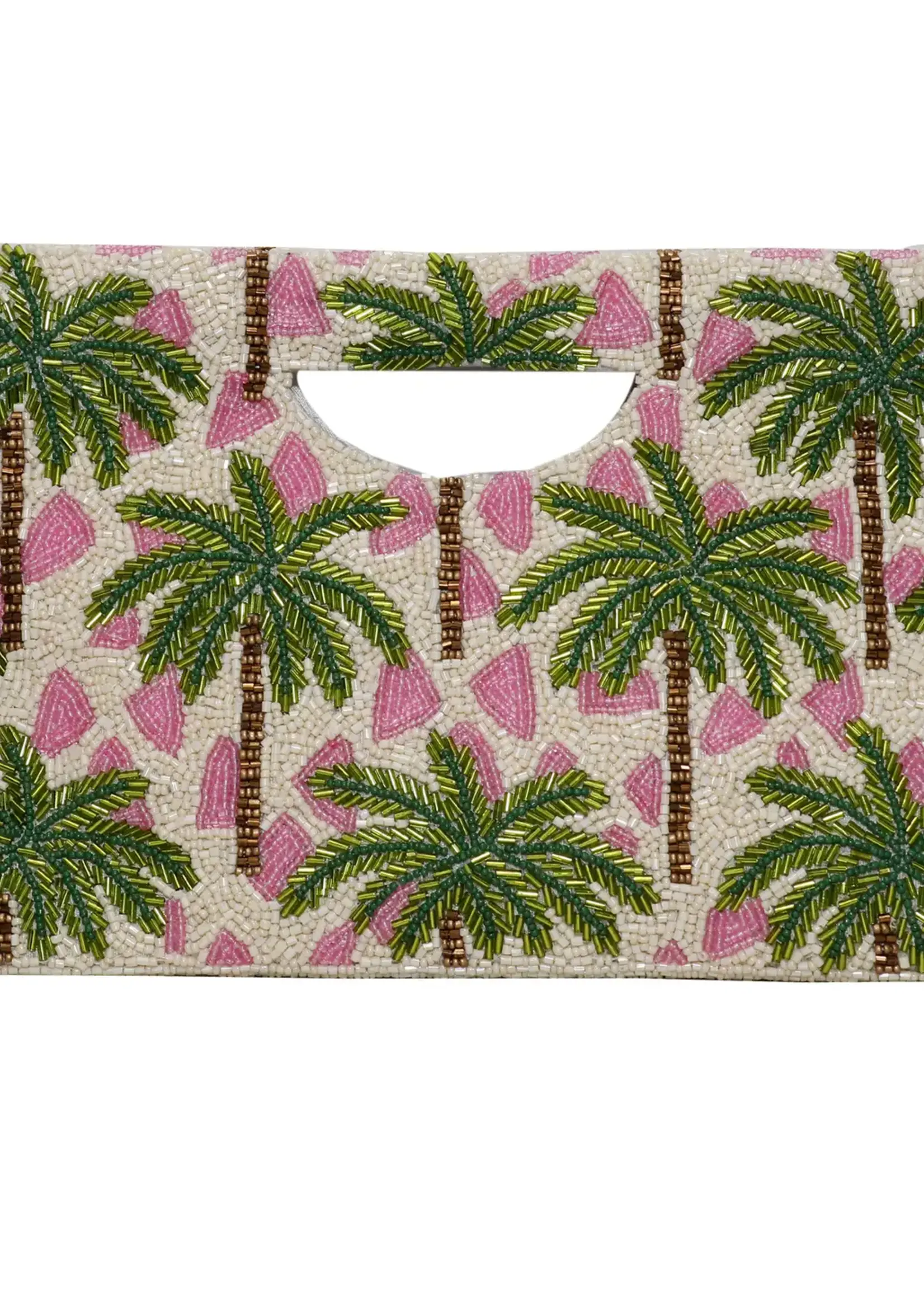 Tiana Palm Trees in Pewter Cut Out Clutch - Multi