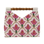 Tiana Pink Floral Cut-Out Bamboo Handle Bag