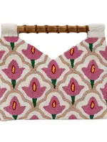 Tiana Pink Floral Cut-Out Bamboo Handle Bag