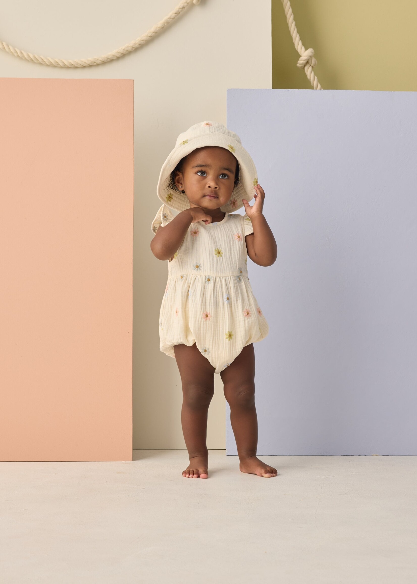 Rylee + Cru LLC AMELIA ROMPER EMBROIDERED DAISIES