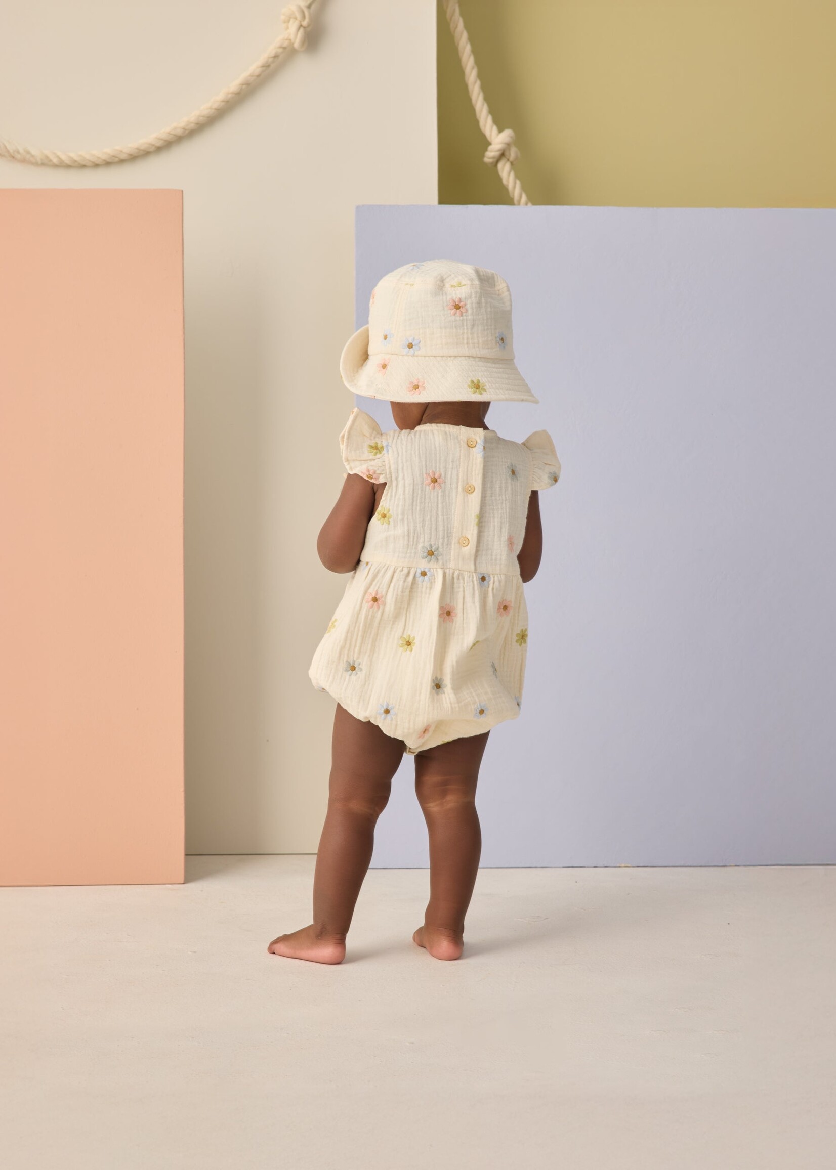 Rylee + Cru LLC AMELIA ROMPER EMBROIDERED DAISIES