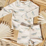 Rylee + Cru LLC Boys Rashguard Set Alligators