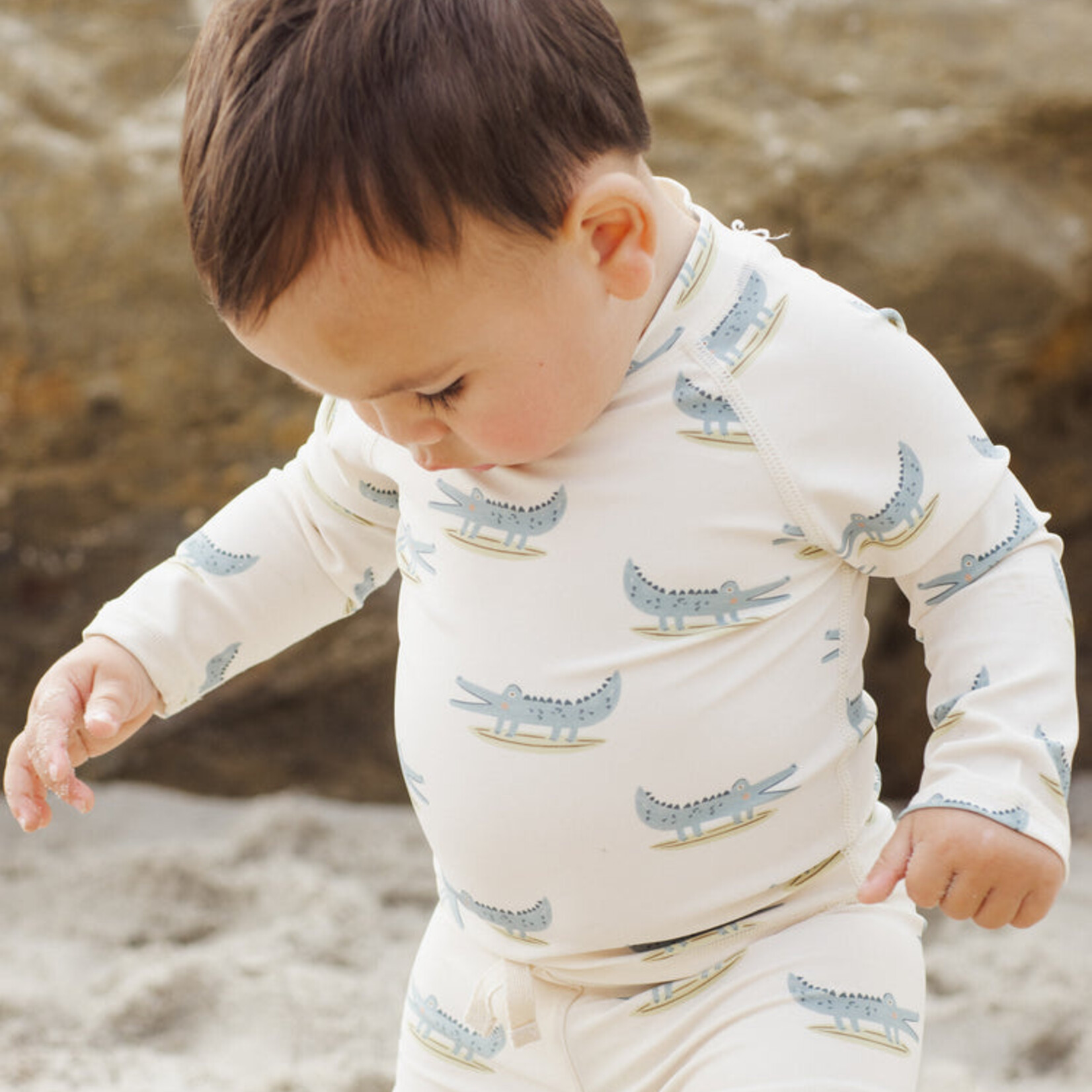 Rylee + Cru LLC Boys Rashguard Set Alligators