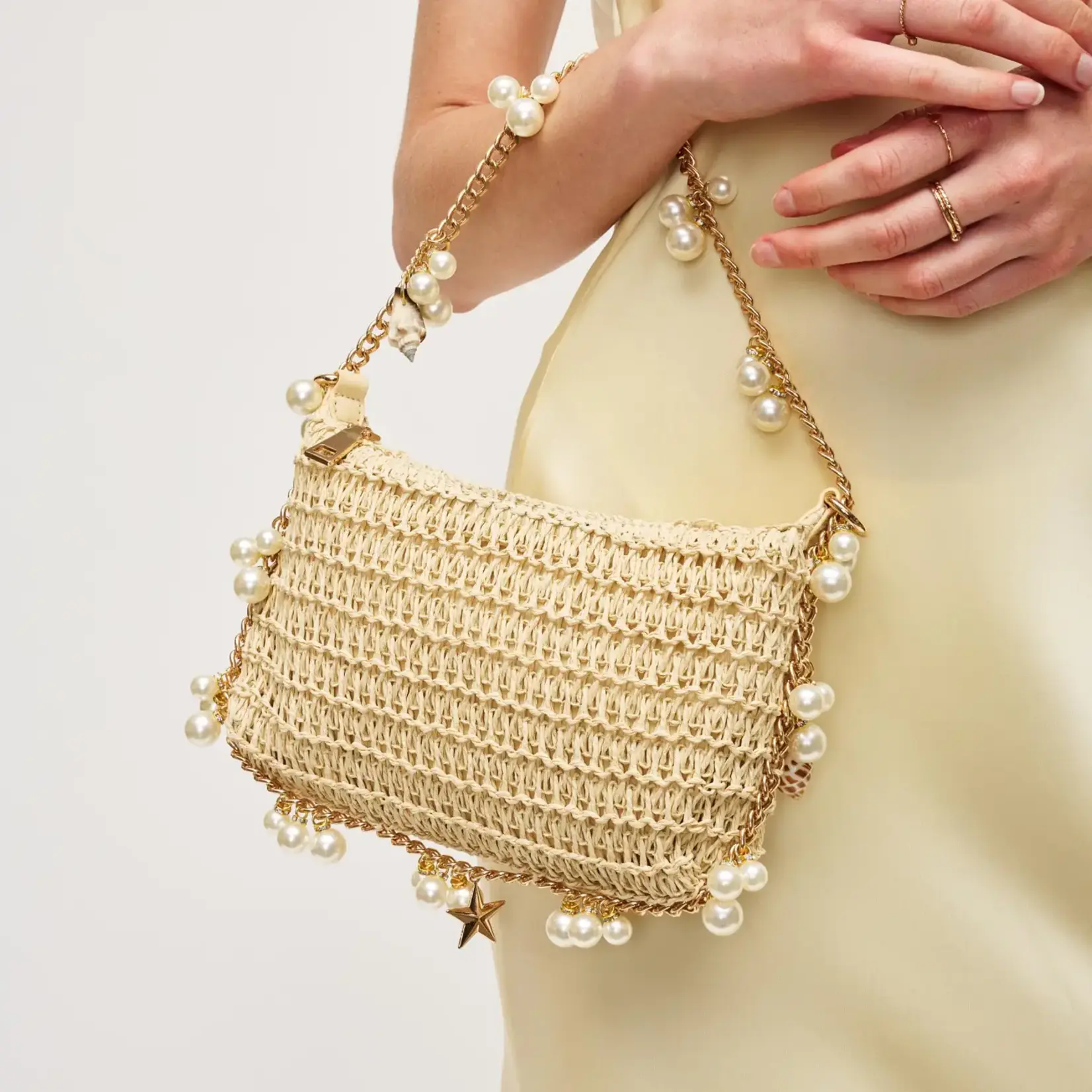 Steph Seashell Straw Bag Evening Bag