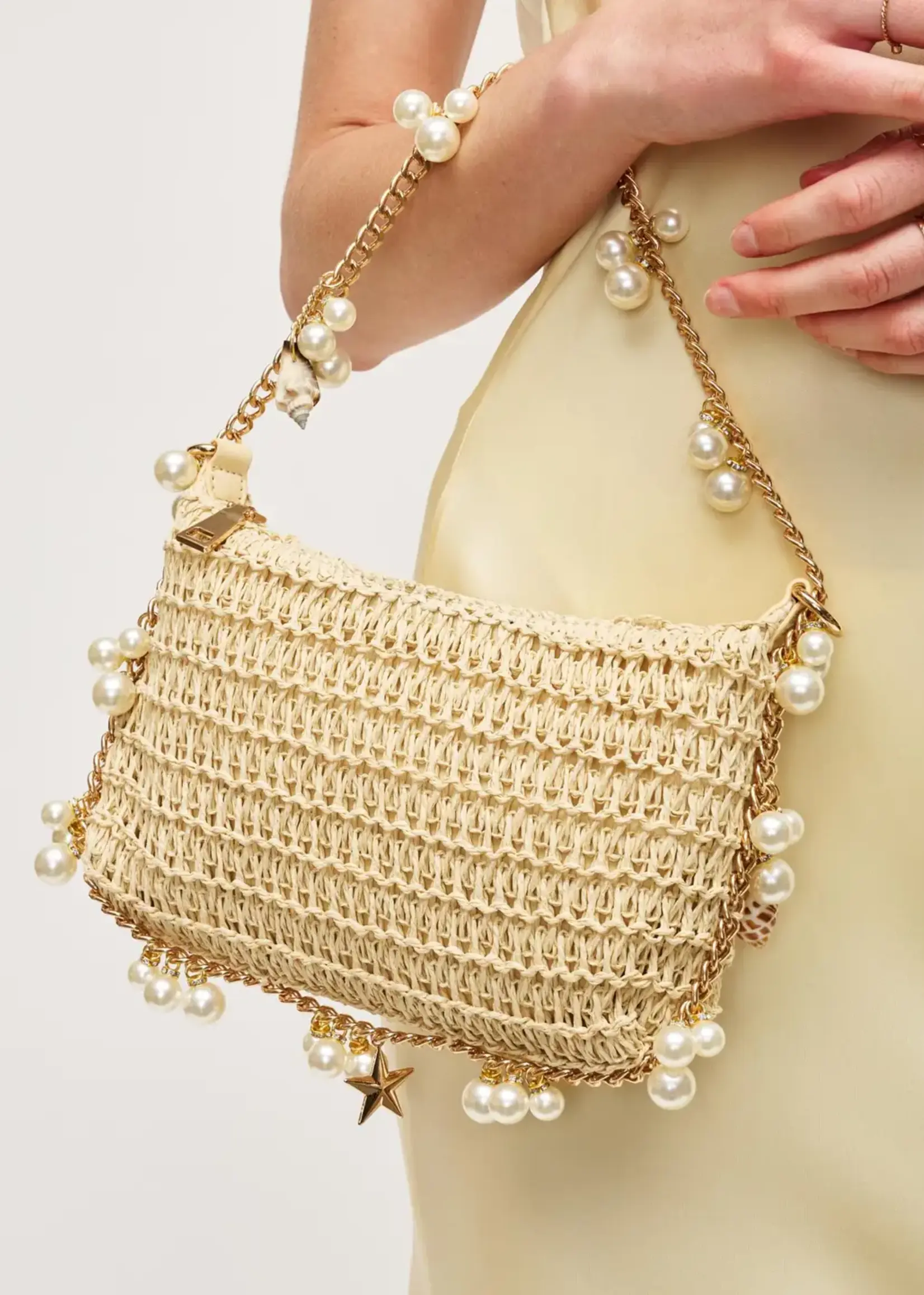 Steph Seashell Straw Bag Evening Bag