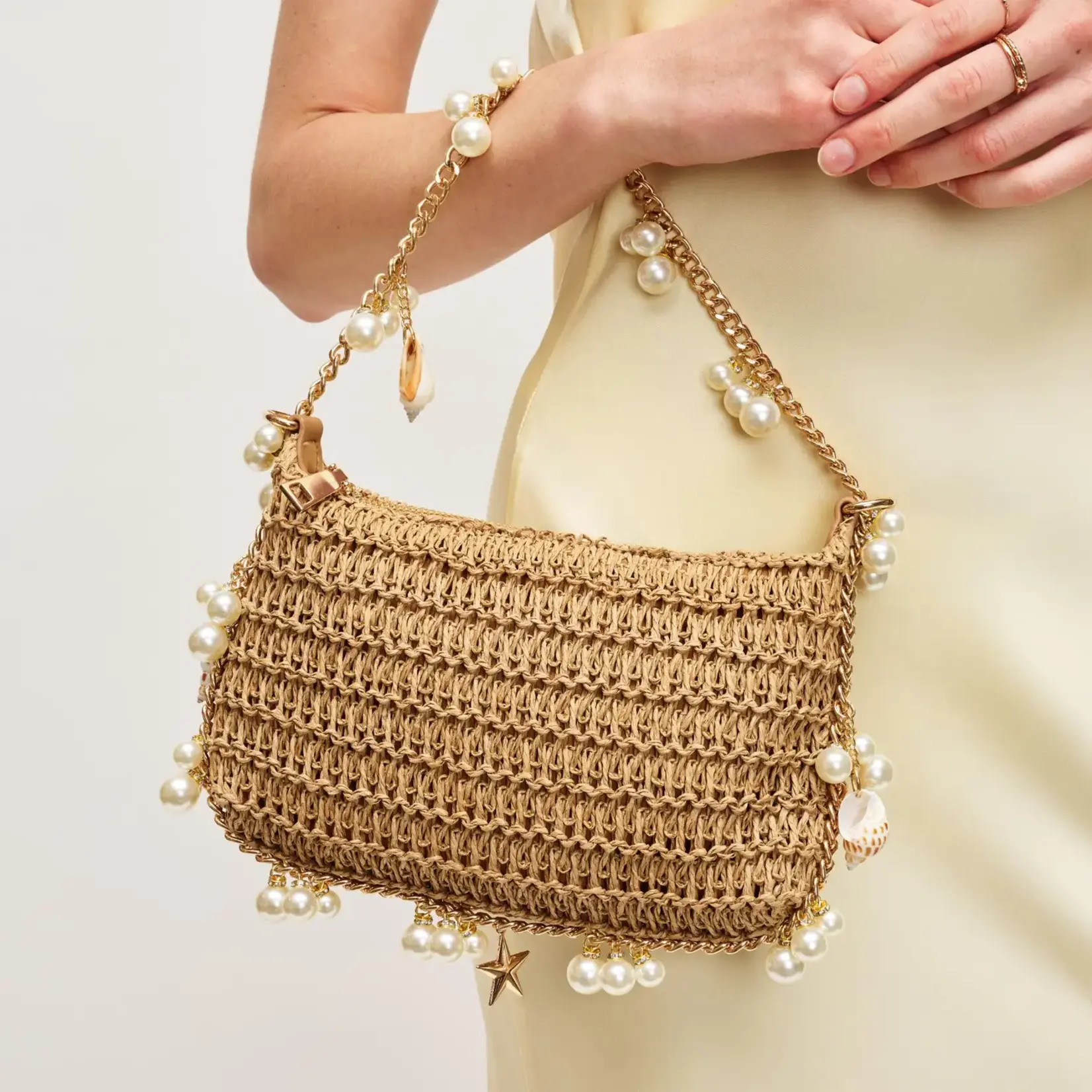 Steph Seashell Straw Bag Evening Bag