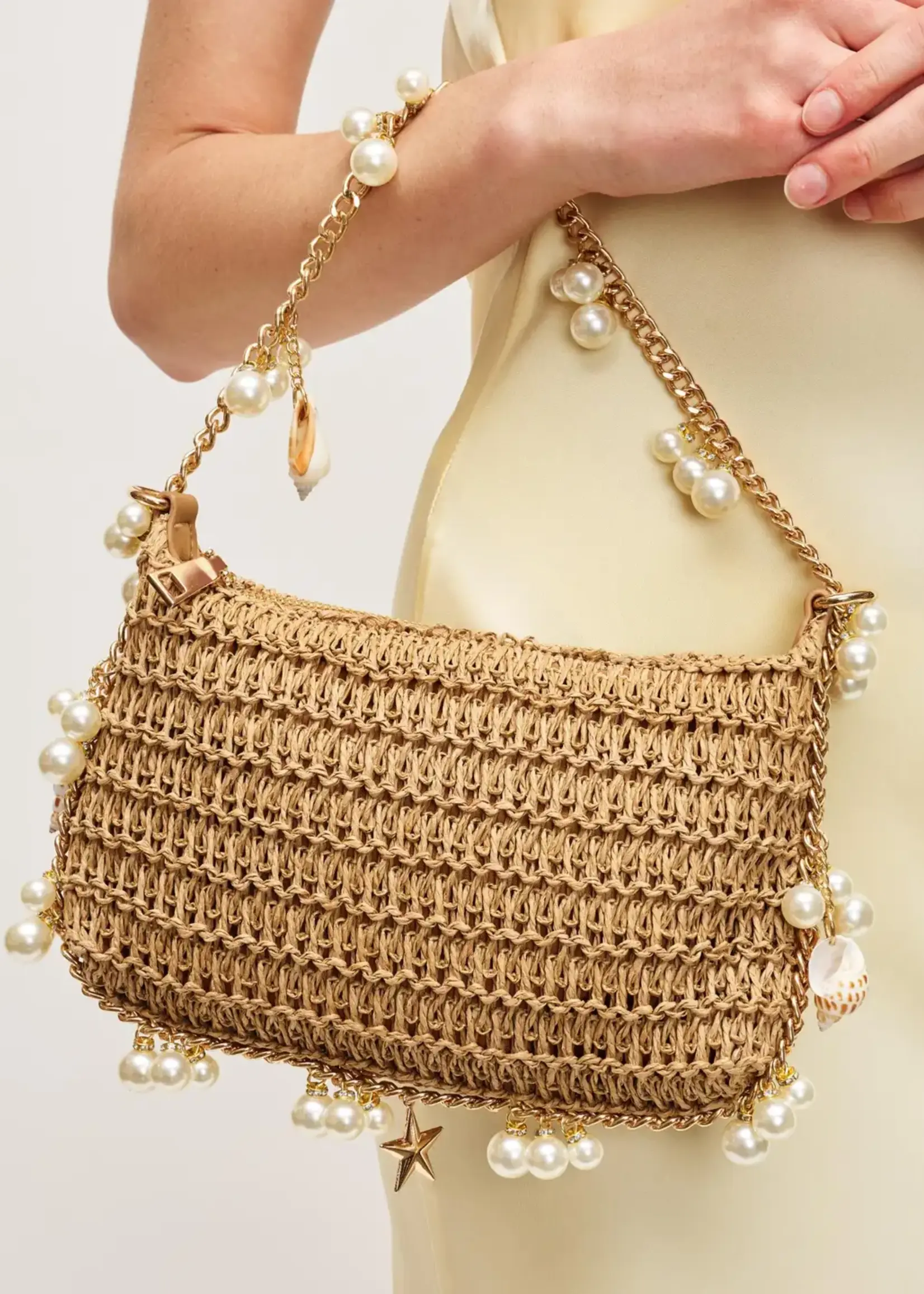 Steph Seashell Straw Bag Evening Bag