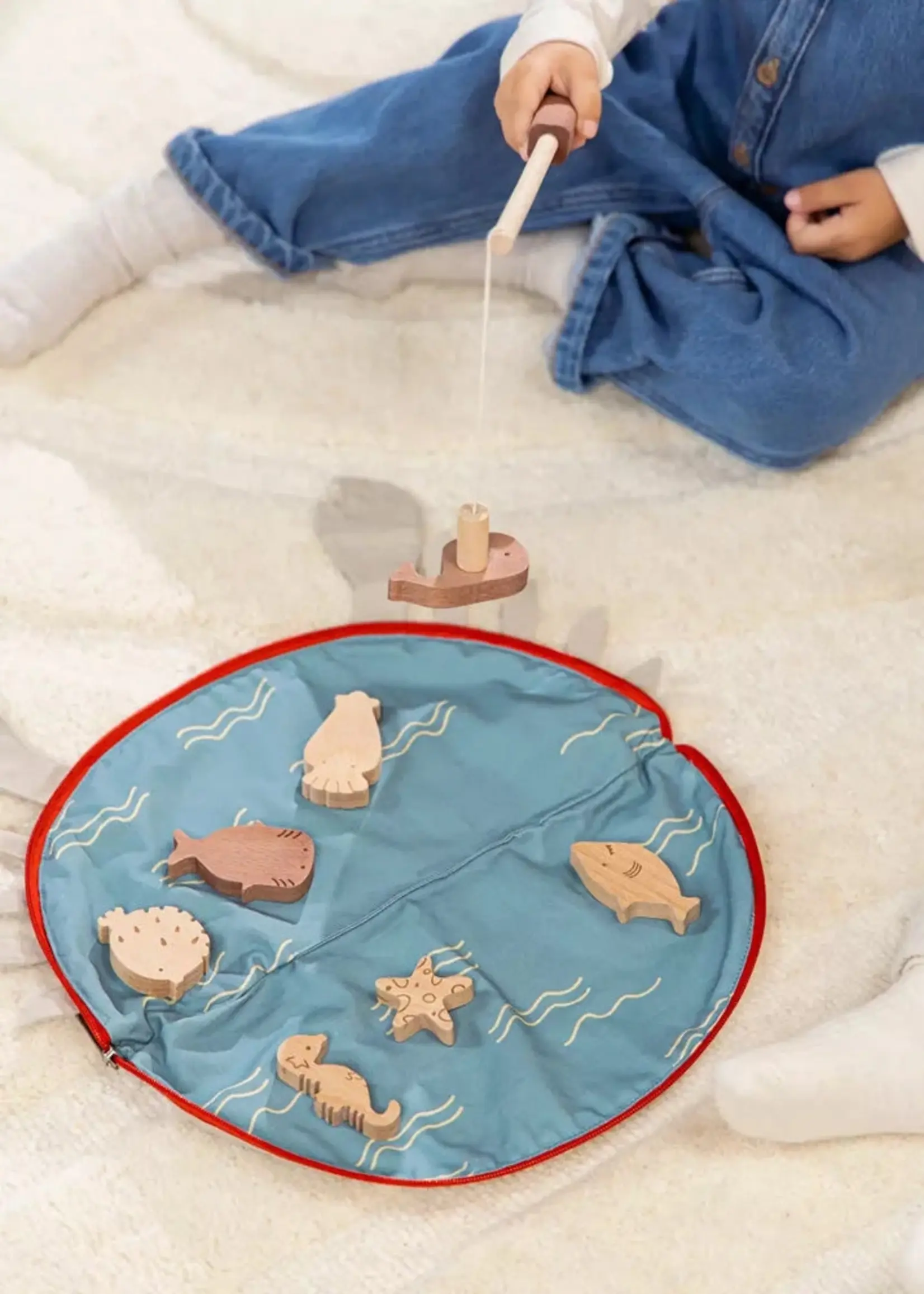 Wooden Fishing Game with Bag