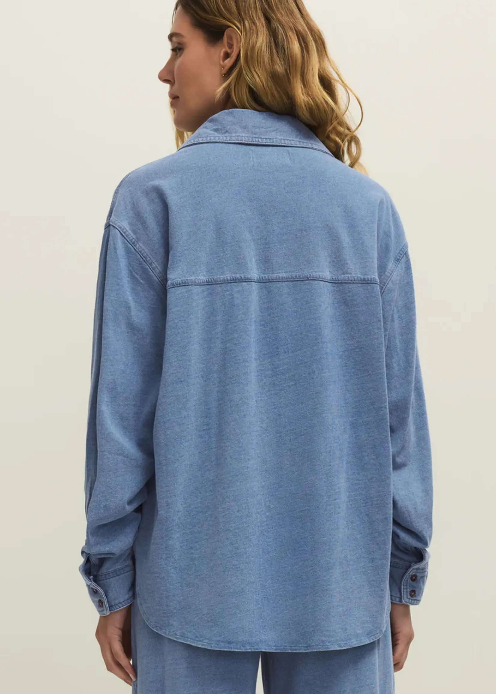 Z Supply Reese Jersey Denim Button Up