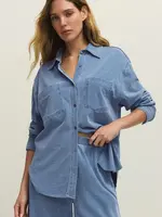 Z Supply Reese Jersey Denim Button Up