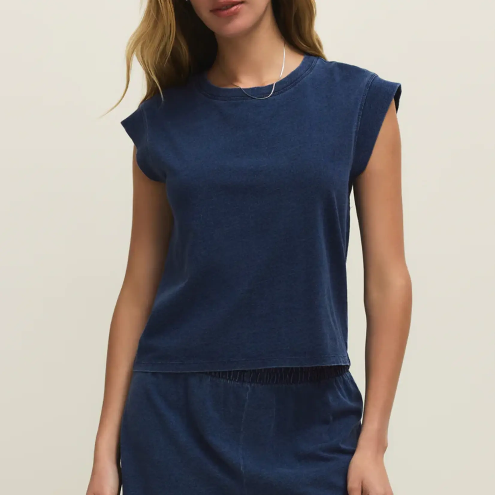 Z Supply Camino Jersey Denim Top