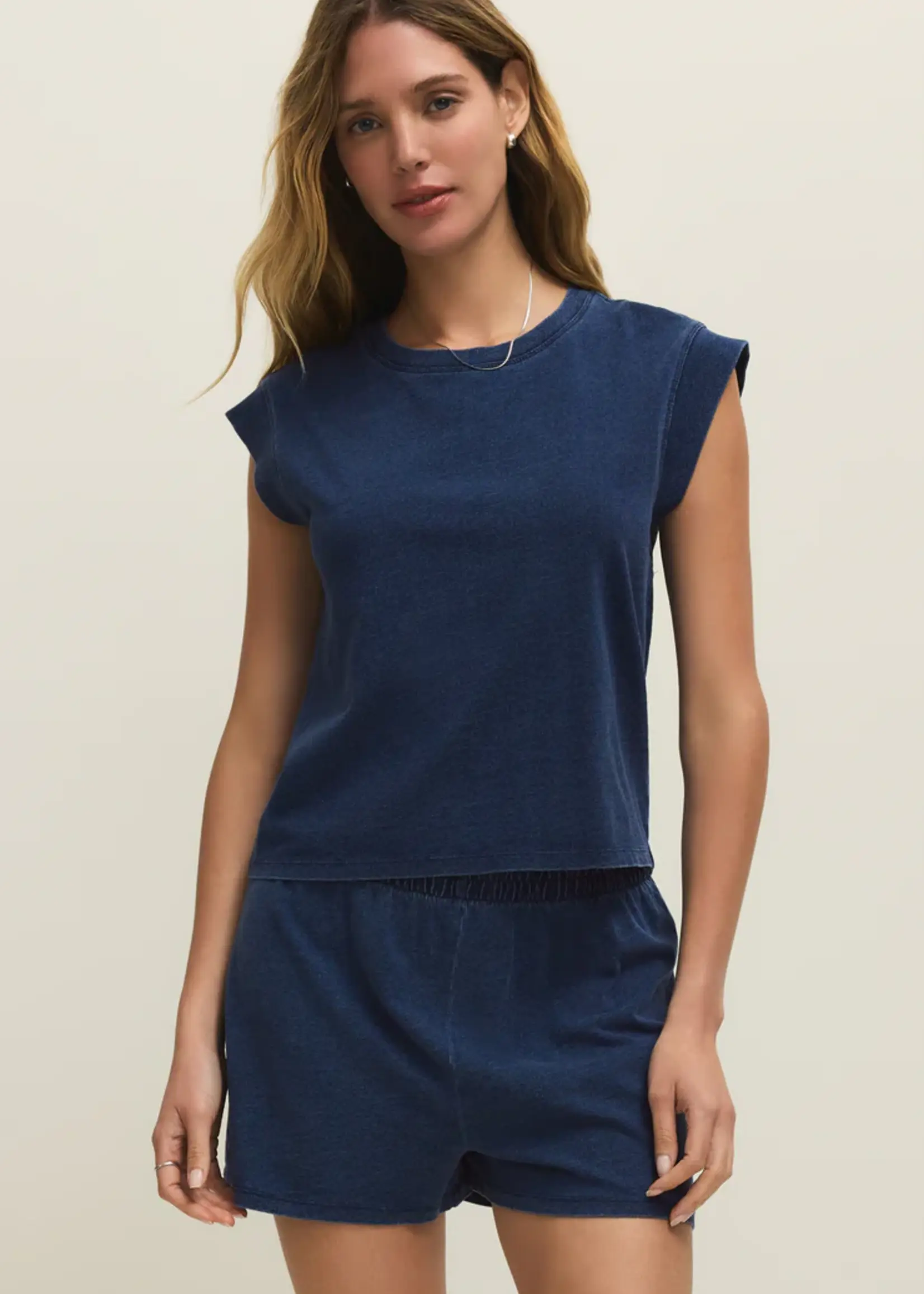 Z Supply Camino Jersey Denim Top