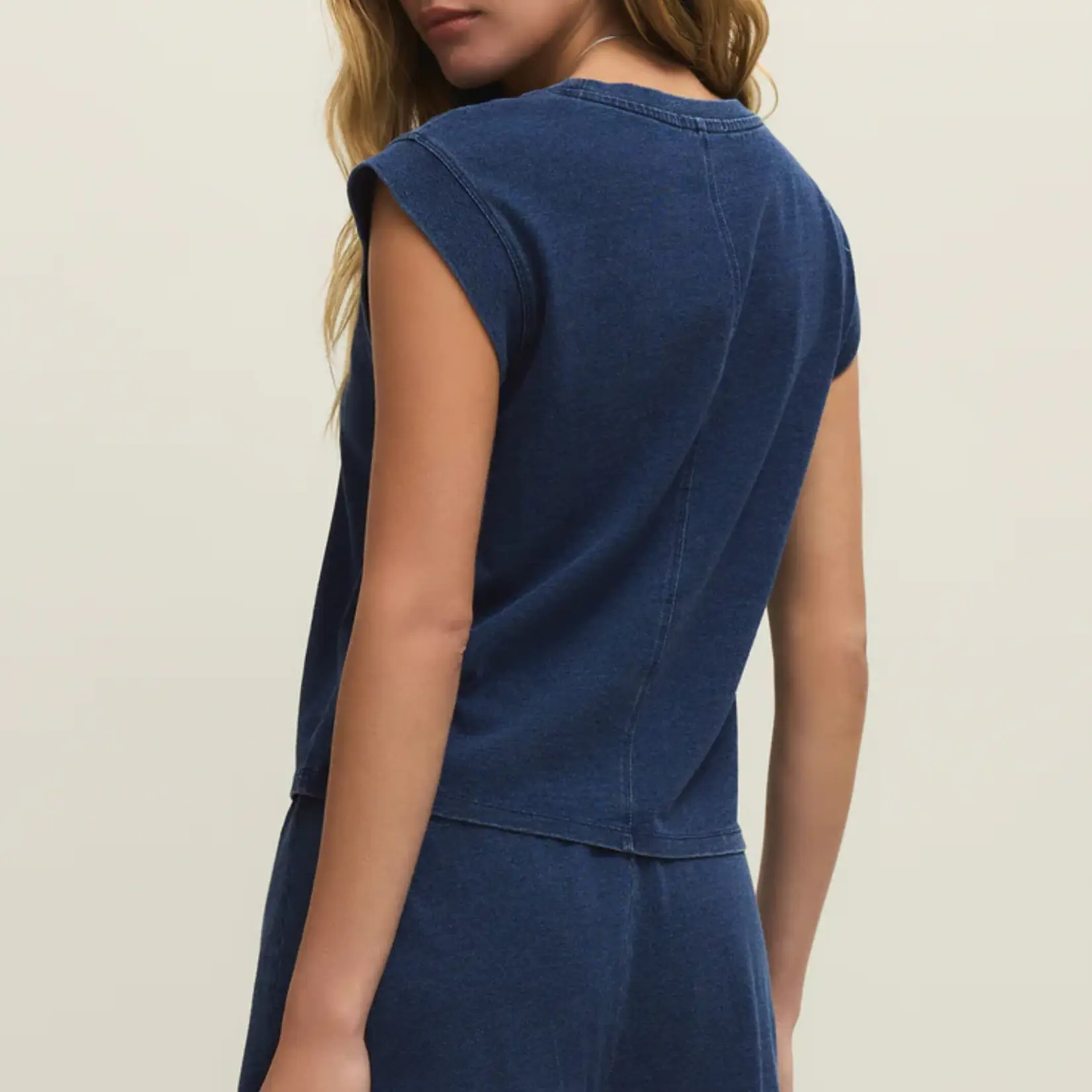 Z Supply Camino Jersey Denim Top