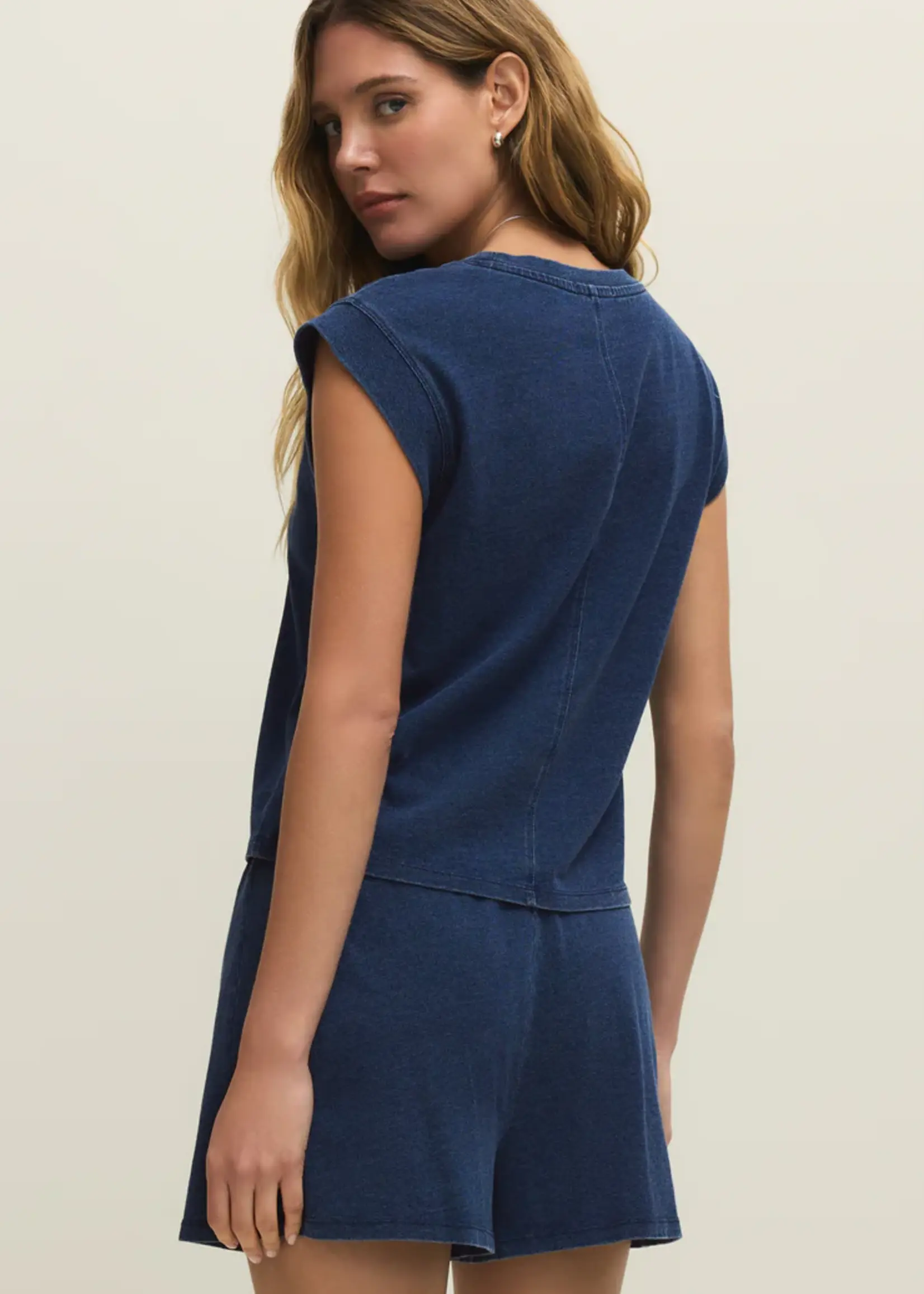 Z Supply Camino Jersey Denim Top