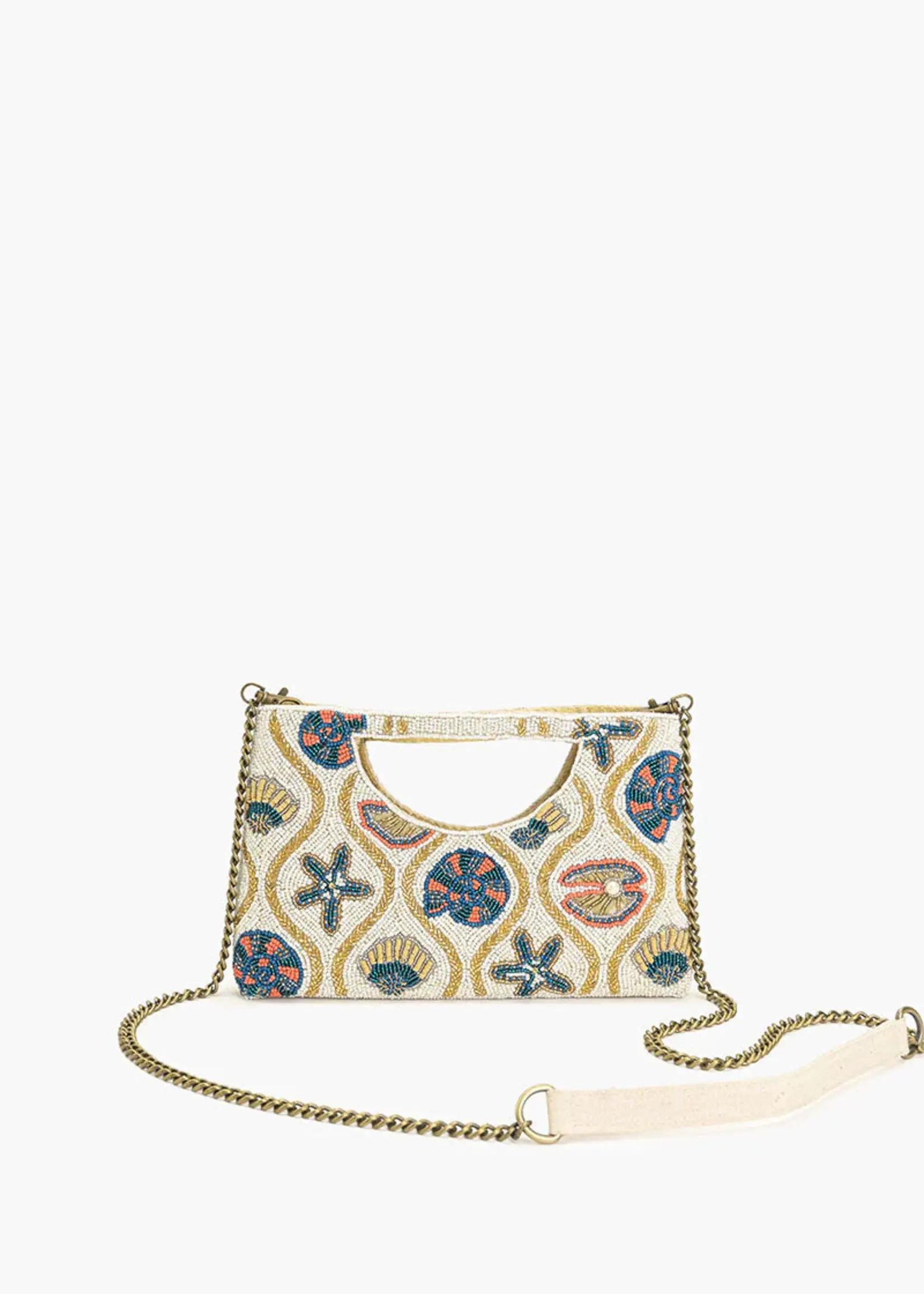 Sunlit Shore Beaded Clutch Bag