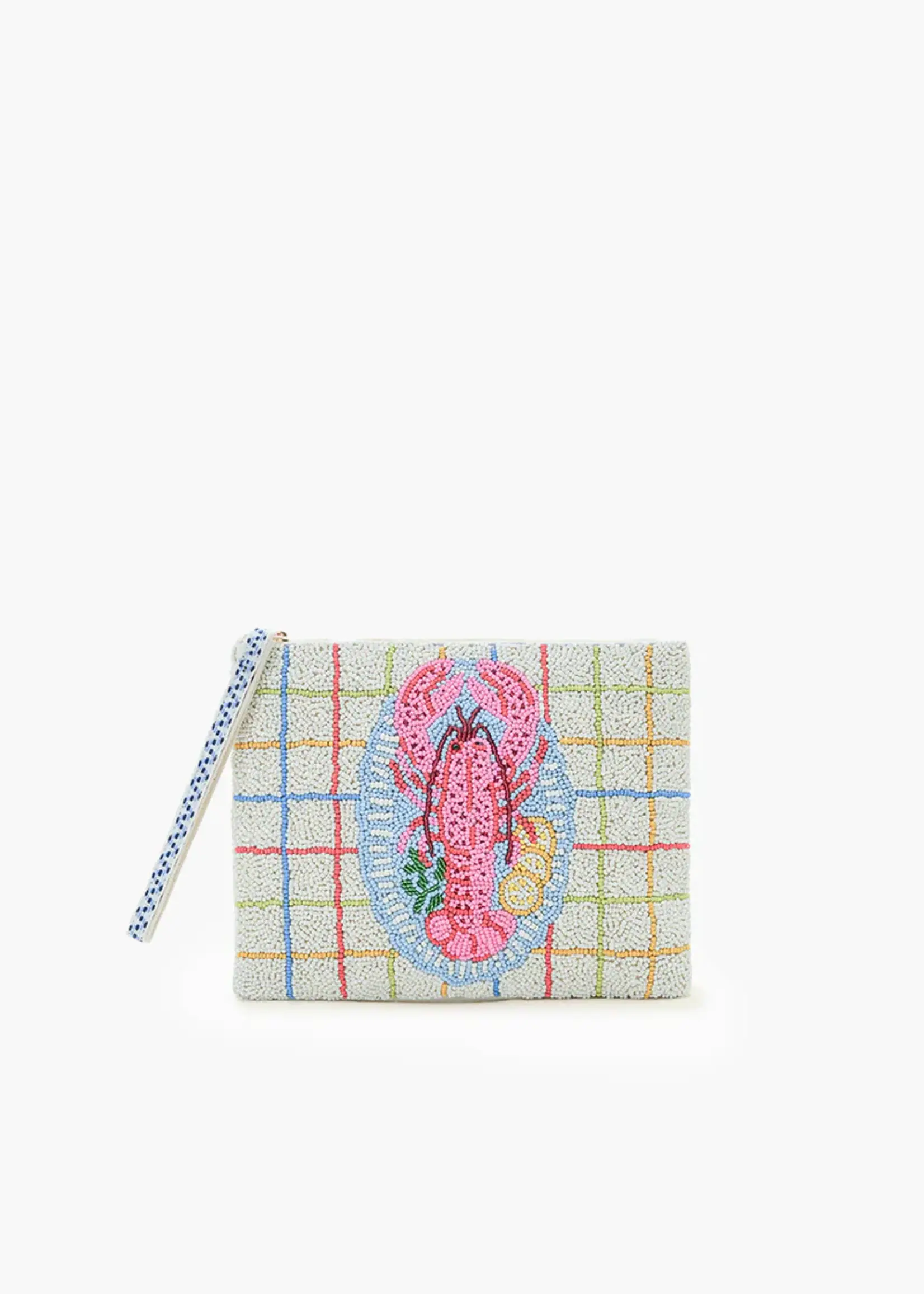 New England Lobster Beaded Wristlet Clutch