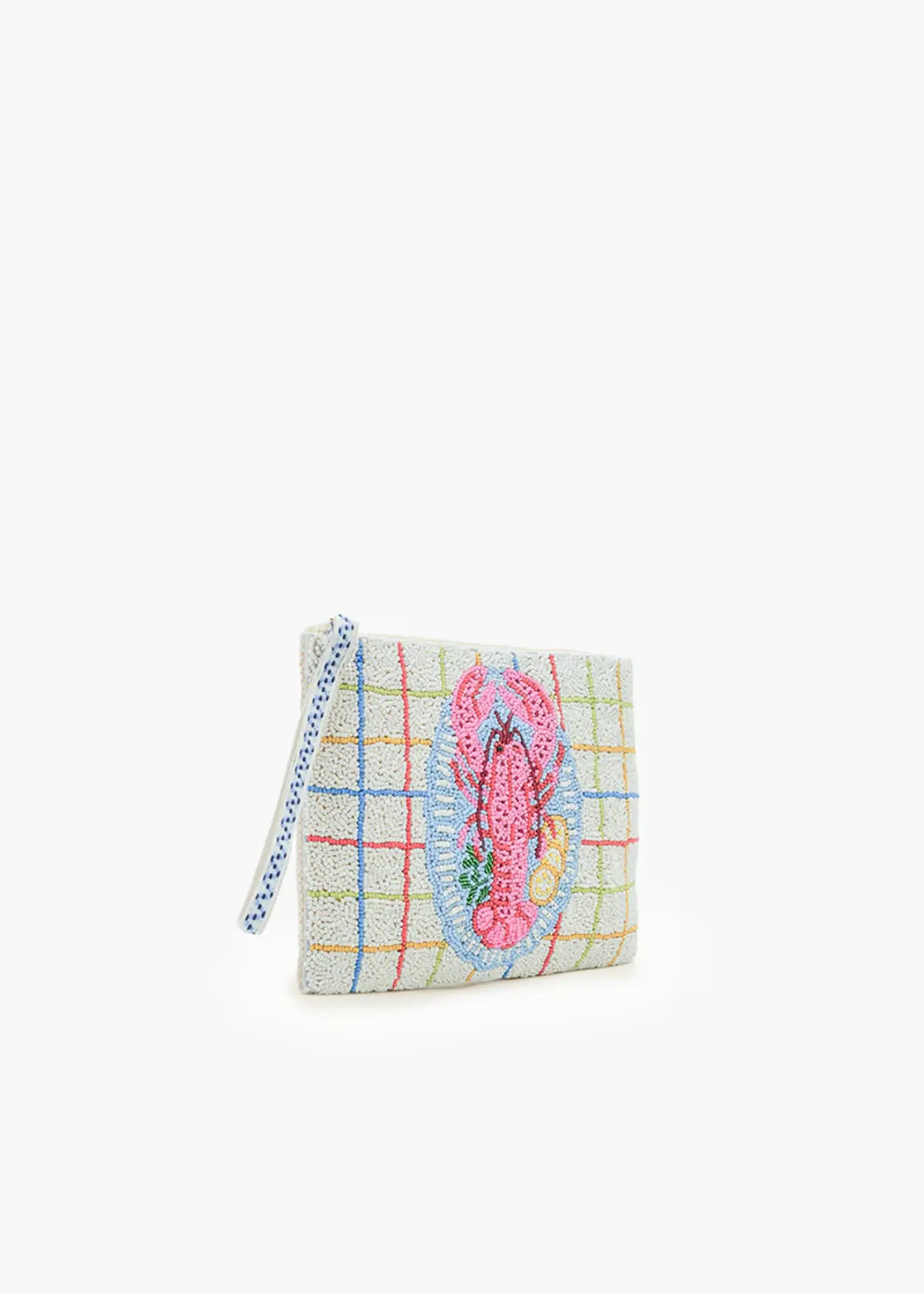 New England Lobster Beaded Wristlet Clutch