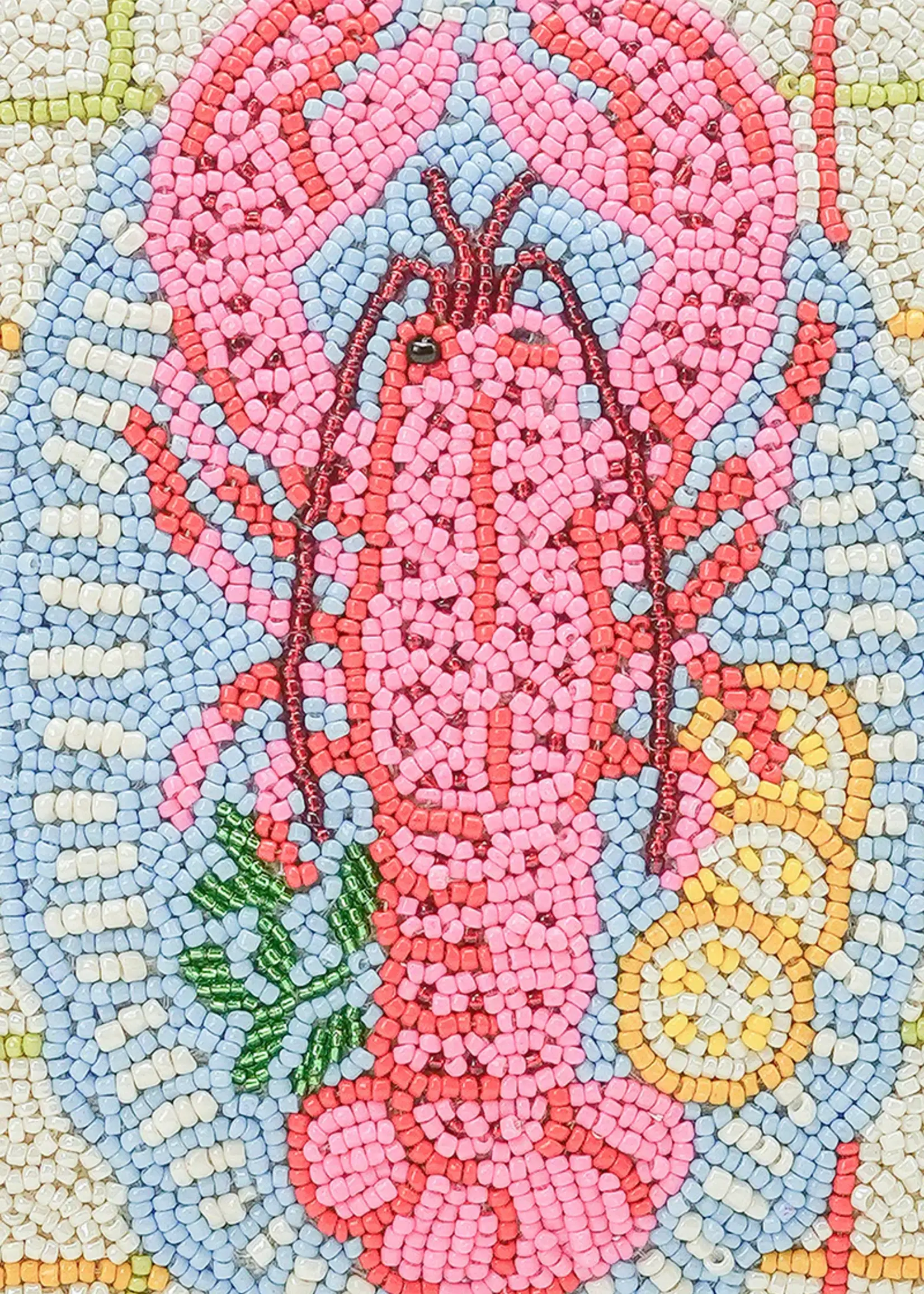 New England Lobster Beaded Wristlet Clutch