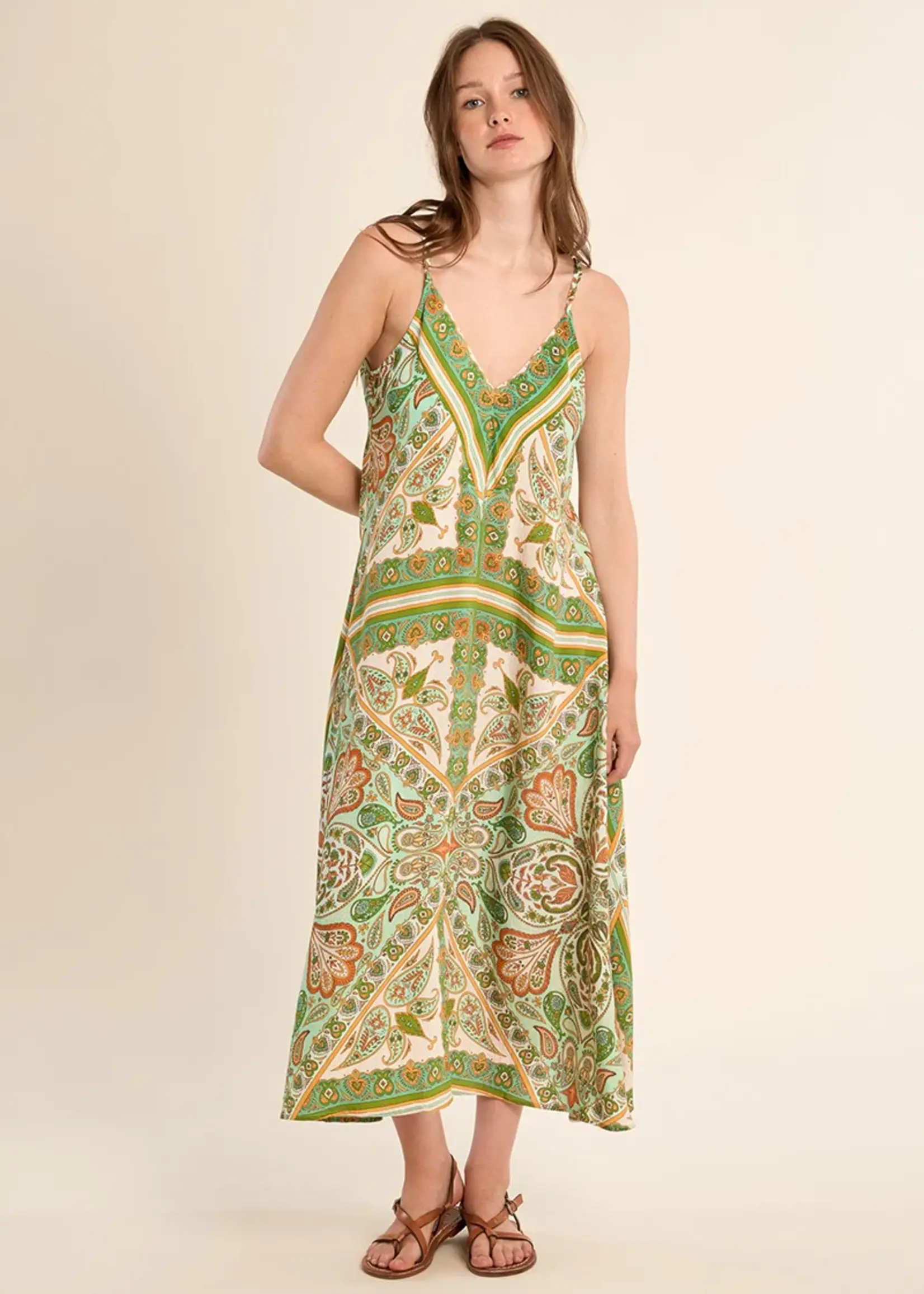 Flowy Patterned  Midi Dress