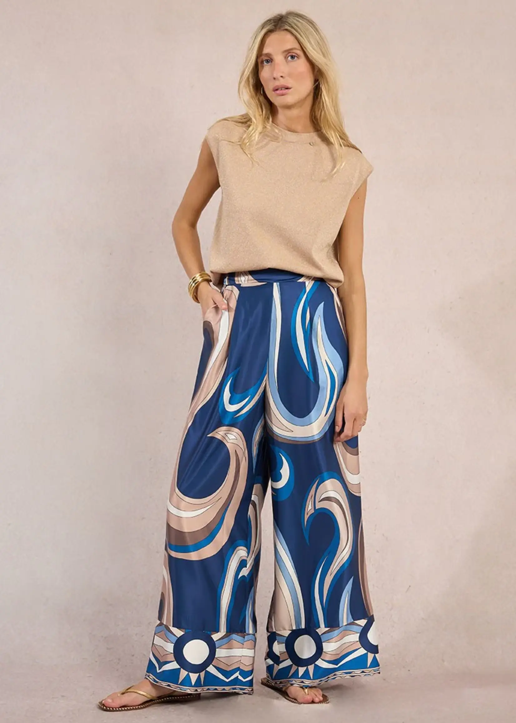Printed Wide-leg Trousers