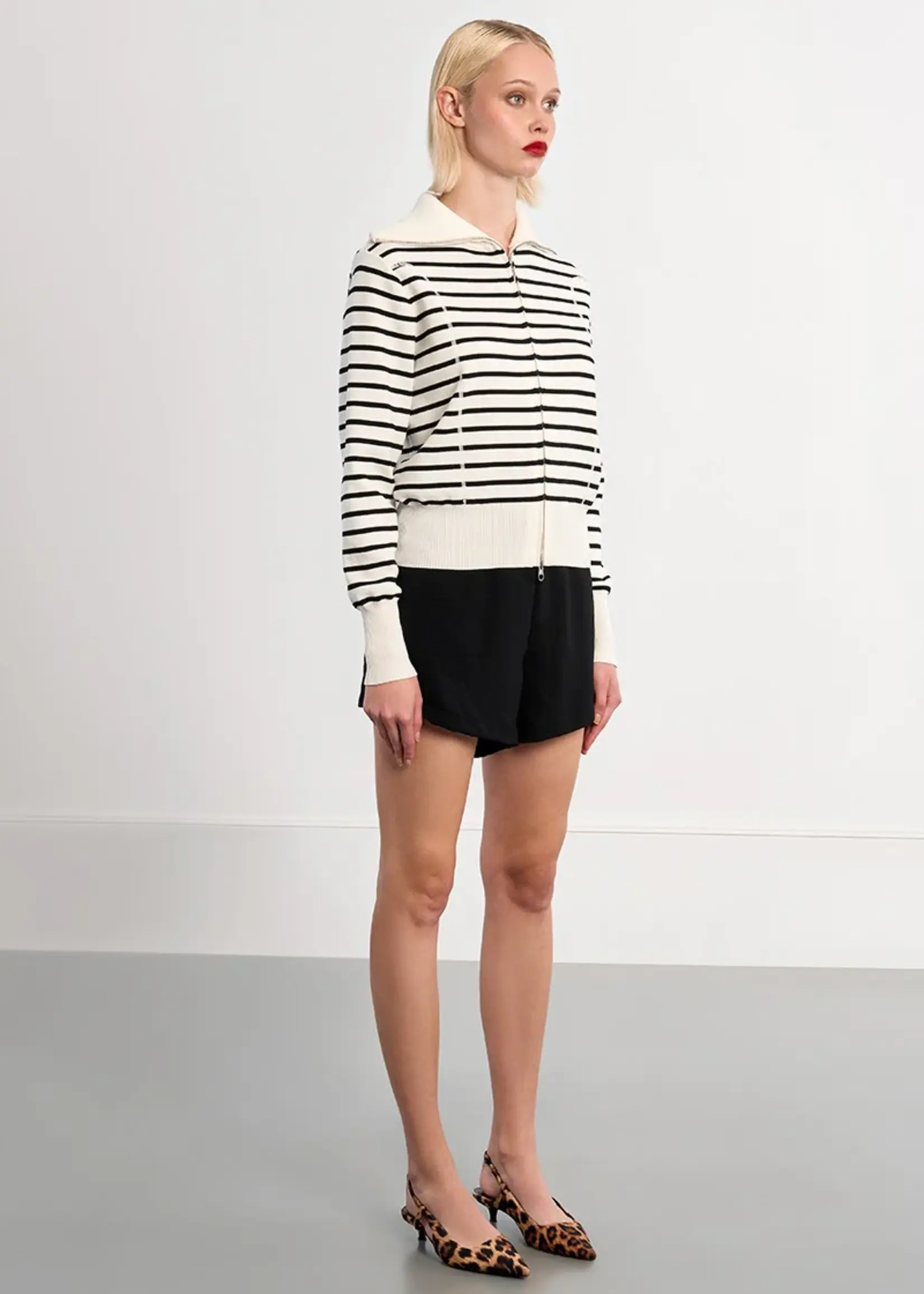 Striped Double-zip Vest
