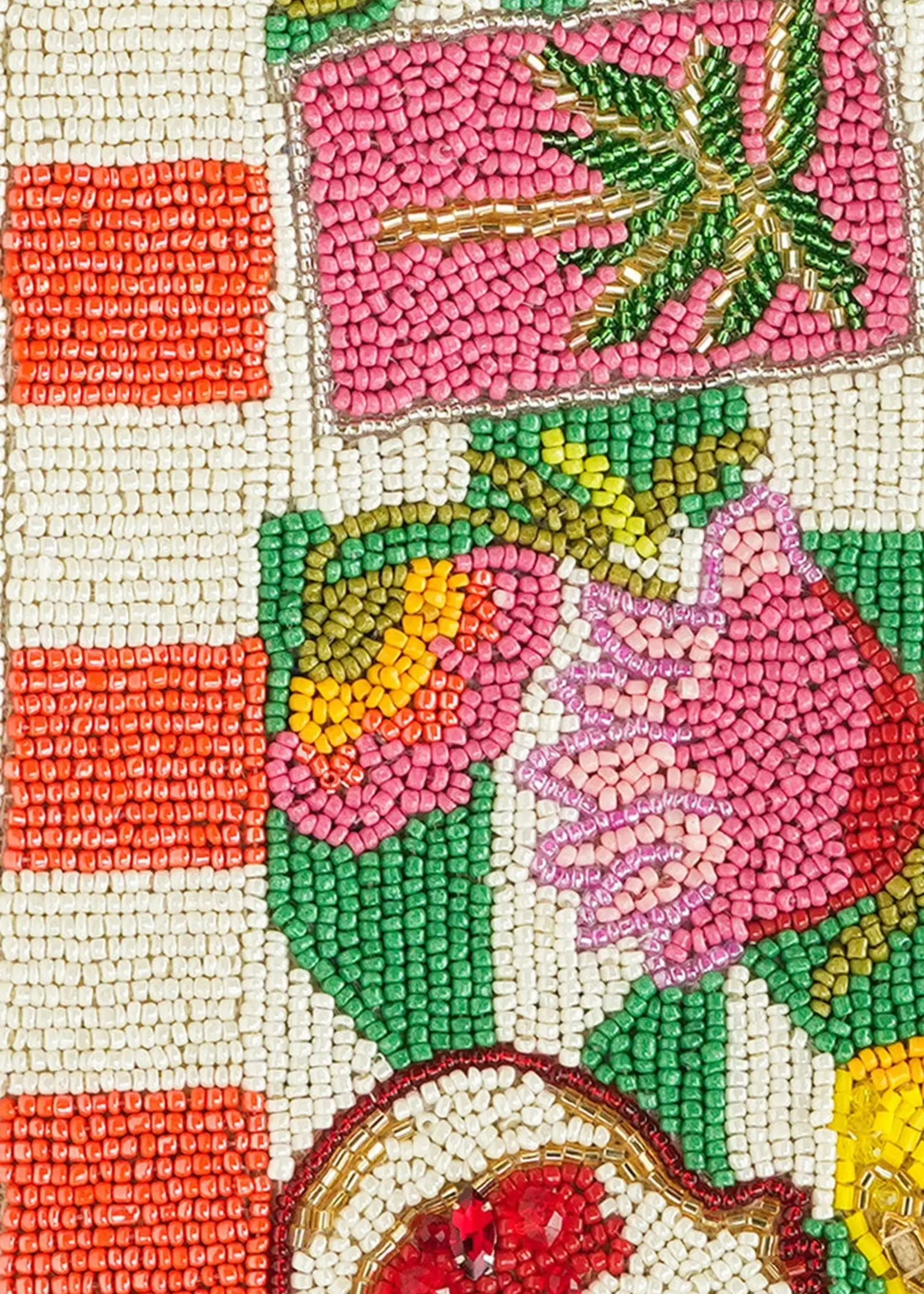 Mediterranean Lemon Pomegranate Beaded Handheld Tote