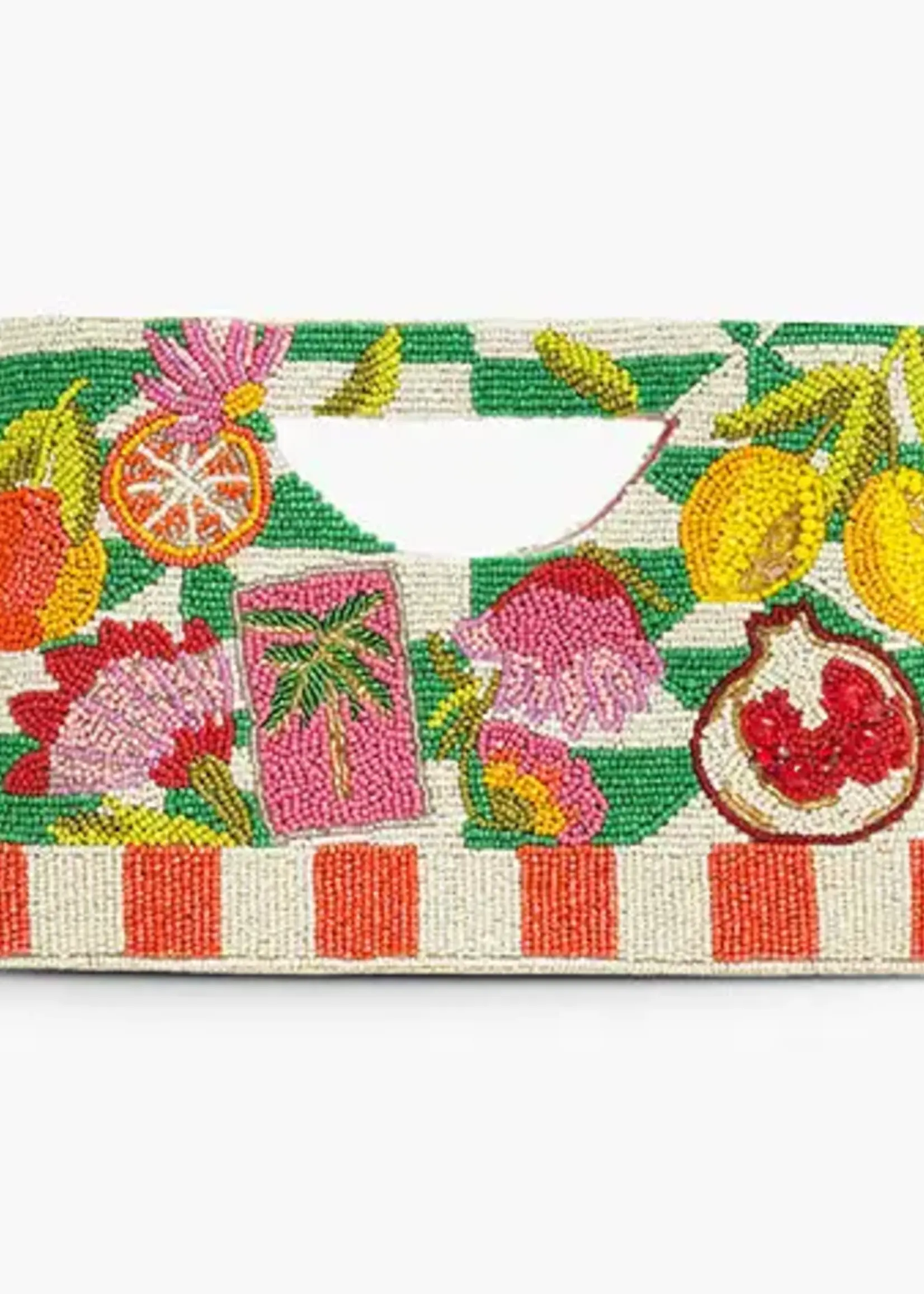 Mediterranean Lemon Pomegranate Beaded Handheld Tote