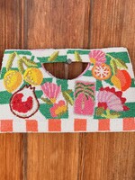 Mediterranean Lemon Pomegranate Beaded Handheld Tote